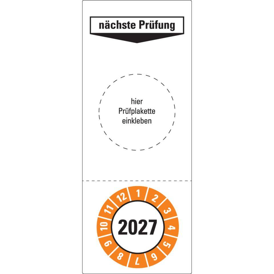 Sammelbogen Grundetikett NP,inkl.Prüfplakette 2027, Ø30mm,Folie,40x100mm