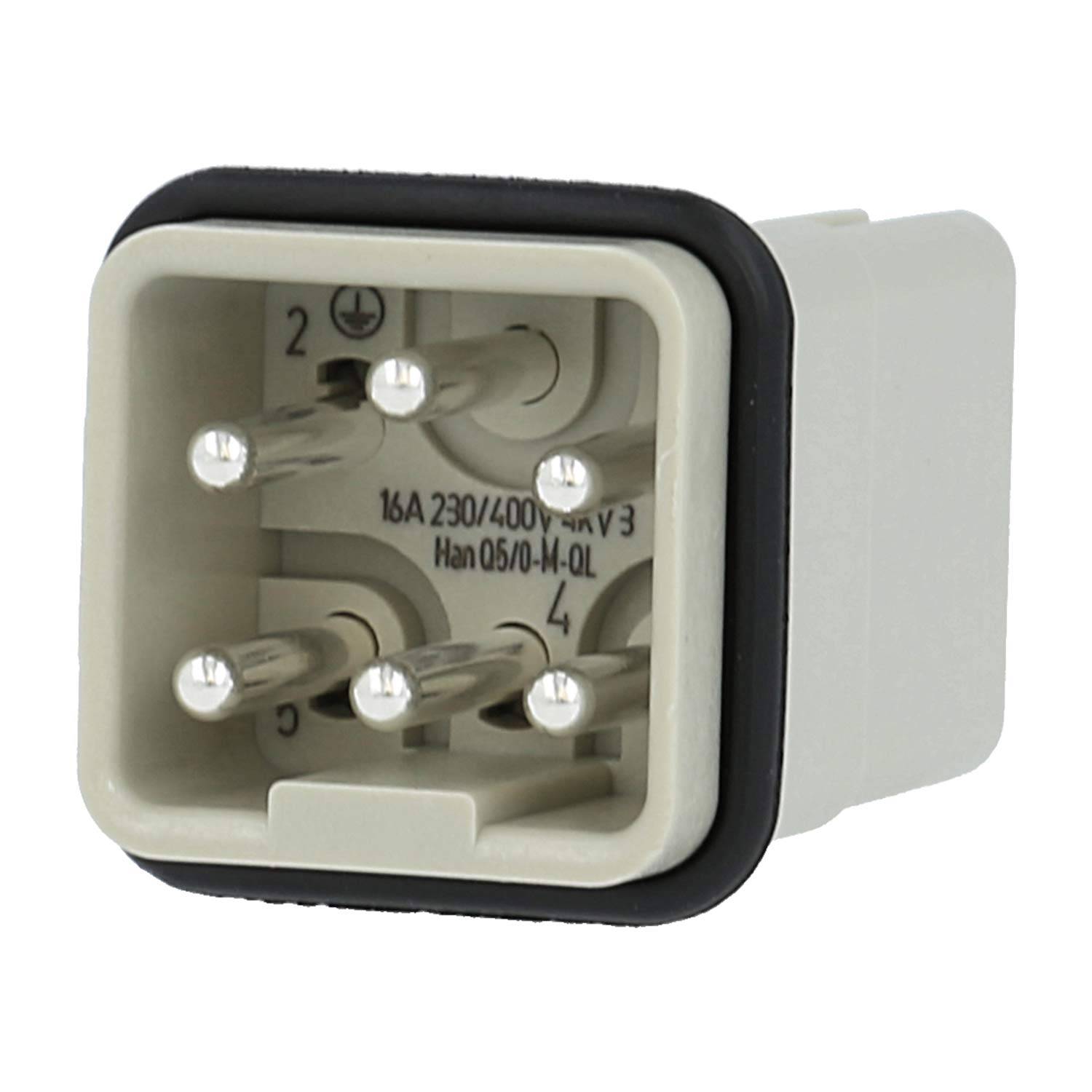 HARTING Han Q5/0 Stifteinsatz (M) Quick-Lock-Anschluss, 5-polig+PE 230V/400V, 16A - 1 Stück