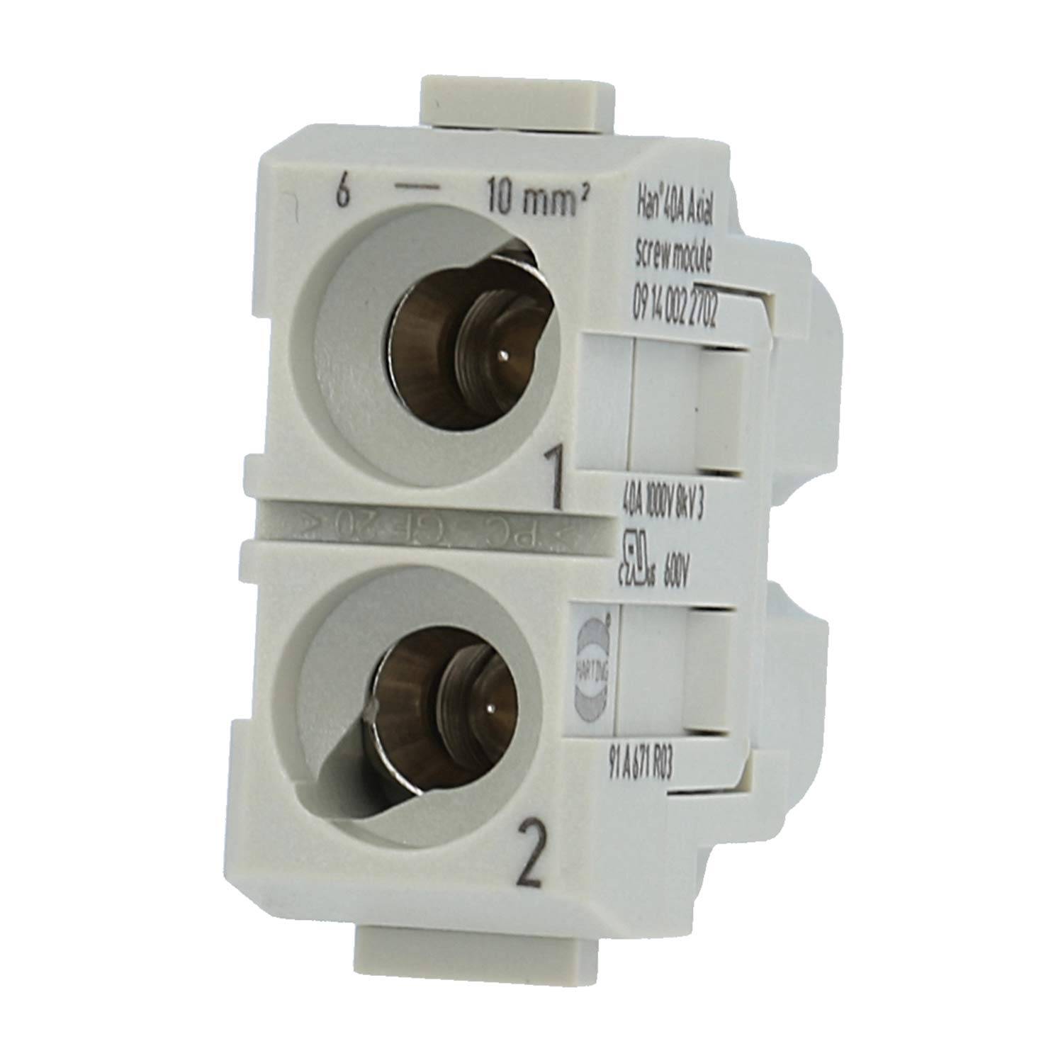 HARTING Han 40 Ampere Modul Buchseneinsatz (F) Axialschraubanschluss, 2-polig 1000V, 40A - 1 Stück