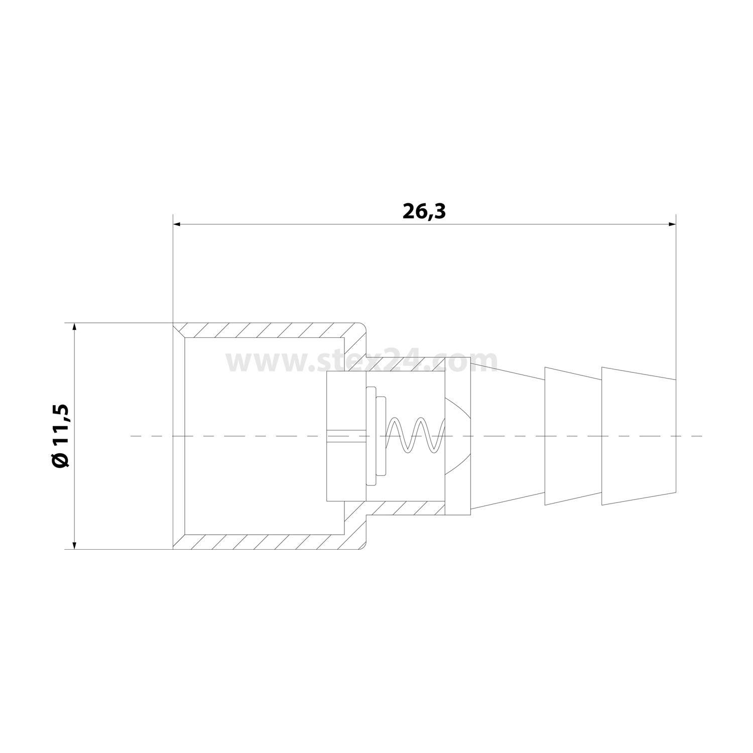 HARTING Pneumatik-Kontakt mit Absperrventil Kontaktbuchse (F) Schlauch-Innendurchmesser 6,0mm schwarz, 1 Stück