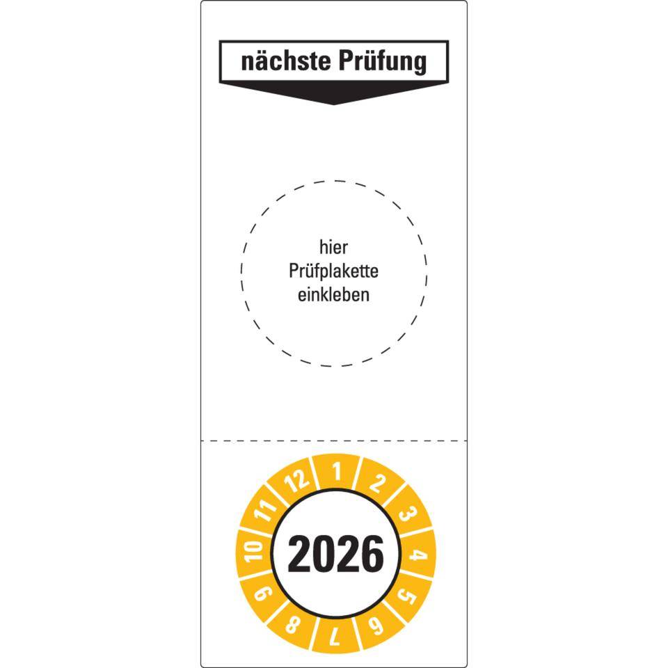 Sammelbogen Grundetikett NP,inkl.Prüfplakette 2026, Ø30mm,Folie,40x100mm
