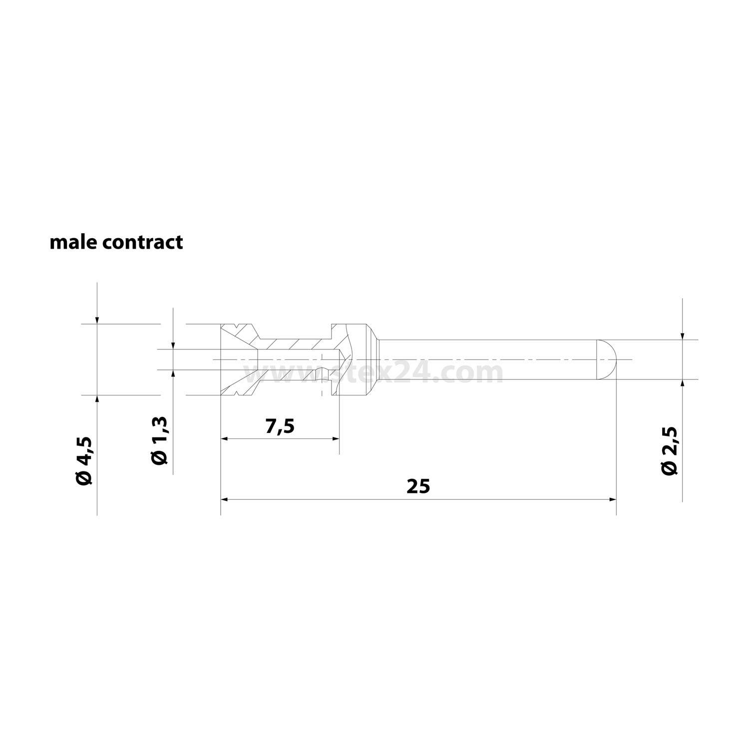 HARTING E-Crimpkontakt Kontaktstift (M) 0,75mm² AWG18 gold, 1 Stück Werkstoff Kupferlegierung - 1 Stück