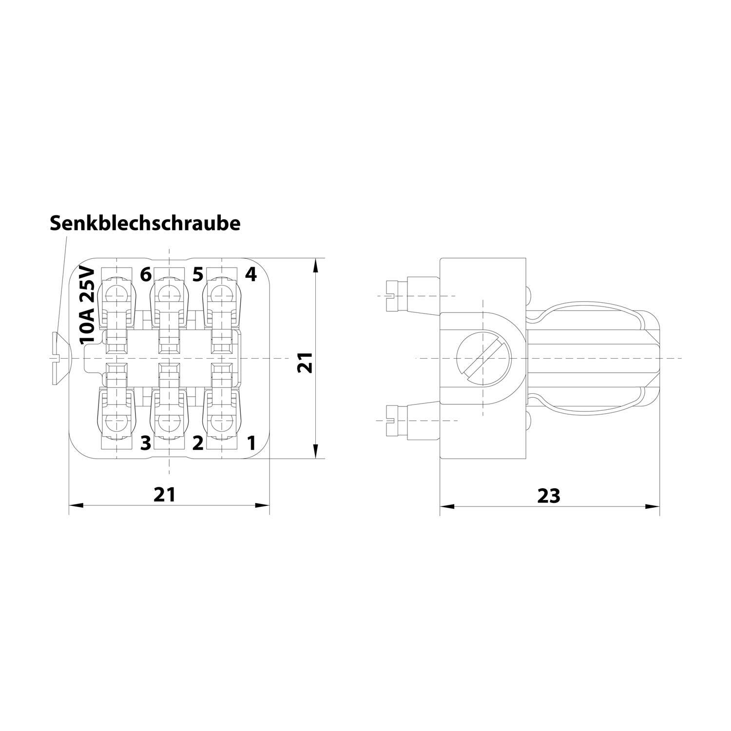 HARTING Han STAF6 Federeinsatz (M) Schraubanschluss, 6-polig AC 25V / DC 60V, 10A - 1 Stück