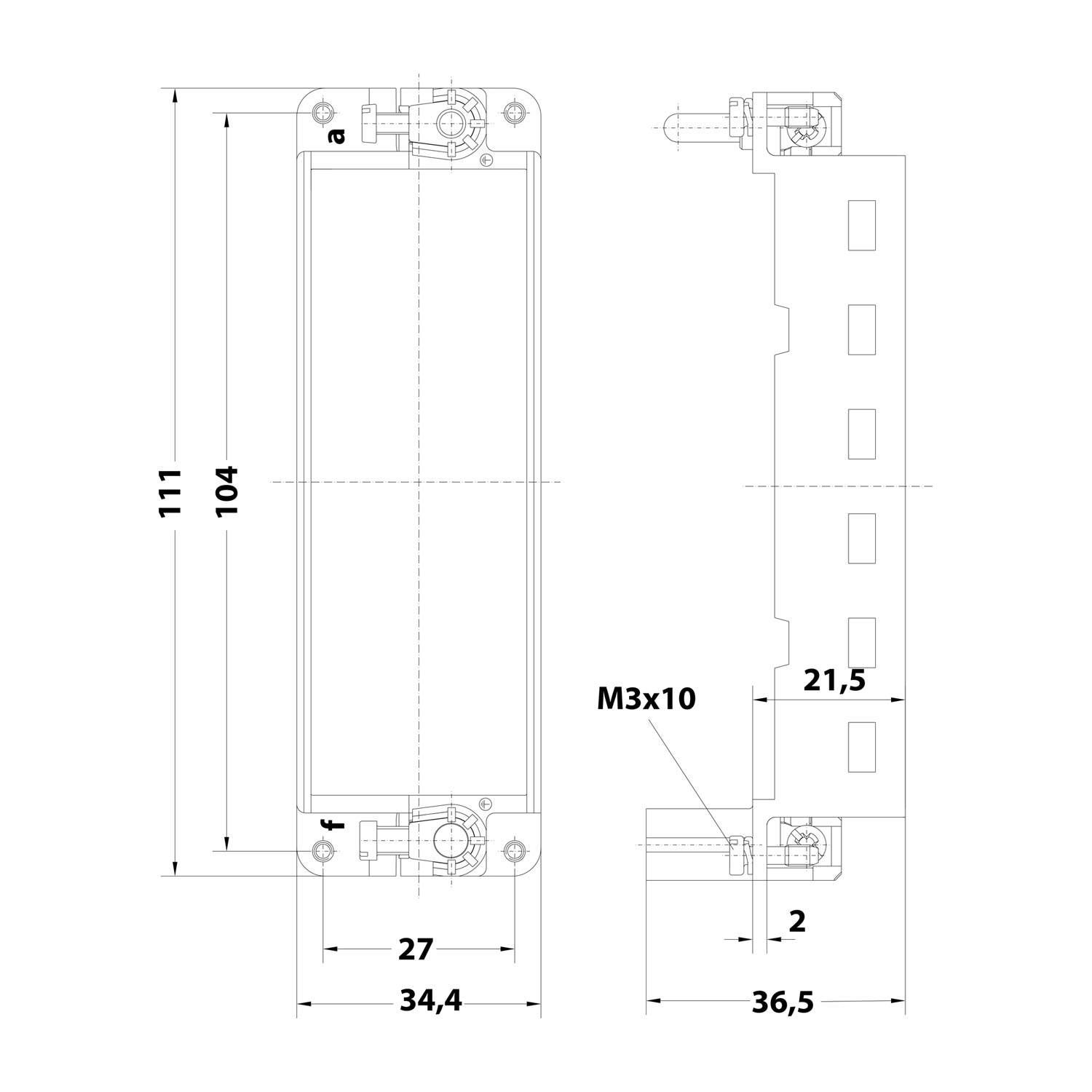 HARTING Han Gelenkrahmen (F), Baugröße 24B Buchse, für 6 Module Querschnitt PE 1mm² - 2,5mm² / 4mm² - 10mm²