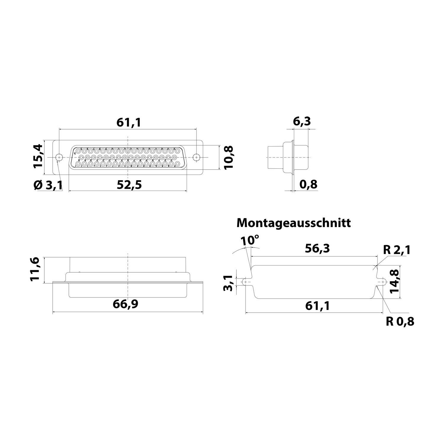 HARTING D-Sub Buchseneinsatz (F) passend für D-Sub Gehäuse Baugröße 50 50-polig Crimpanschluss - 1 Stück