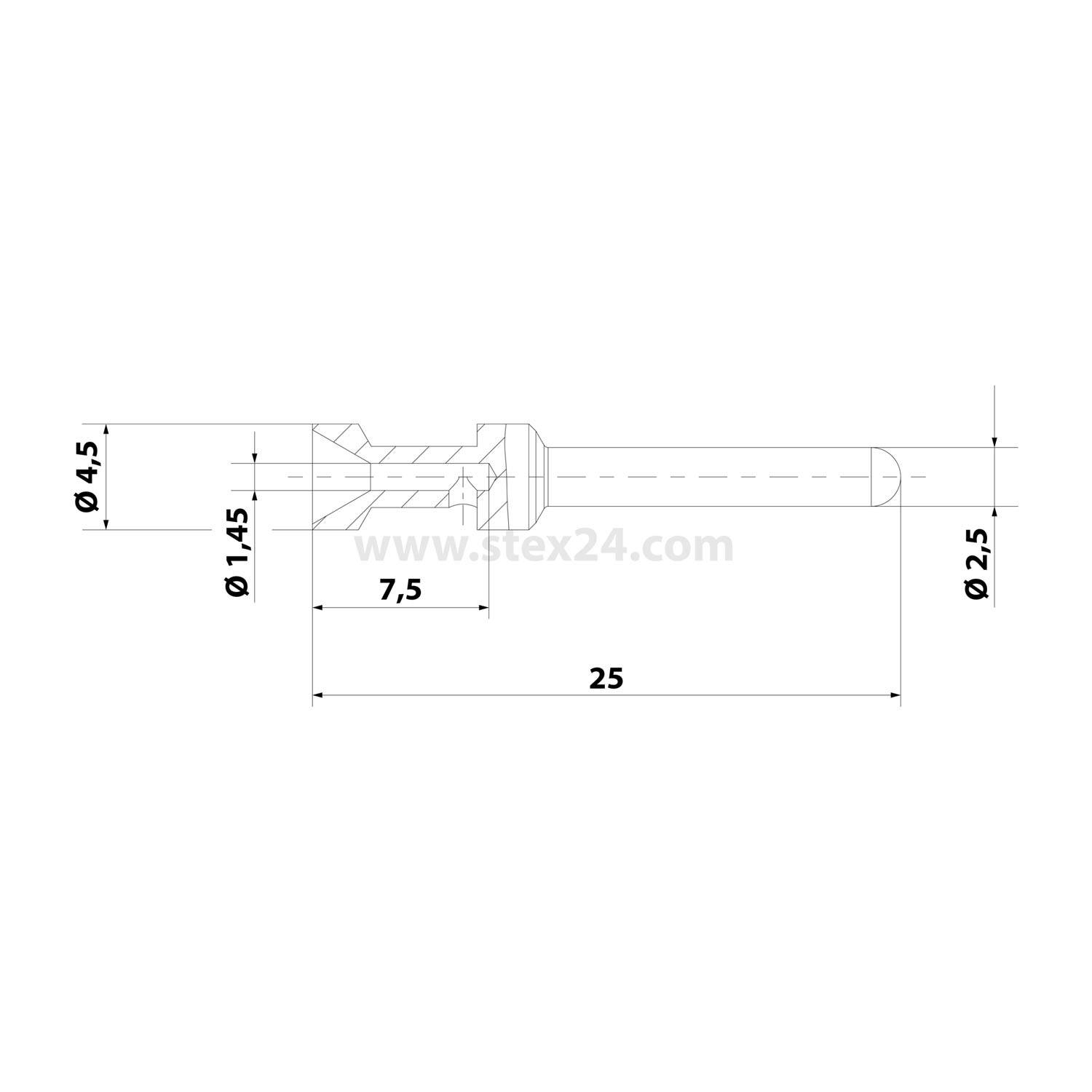 HARTING E-High Temp Crimpkontakt Kontaktstift (M) 1mm² AWG18 silber, 1 Stück Werkstoff Kupferlegierung - 1 Stück