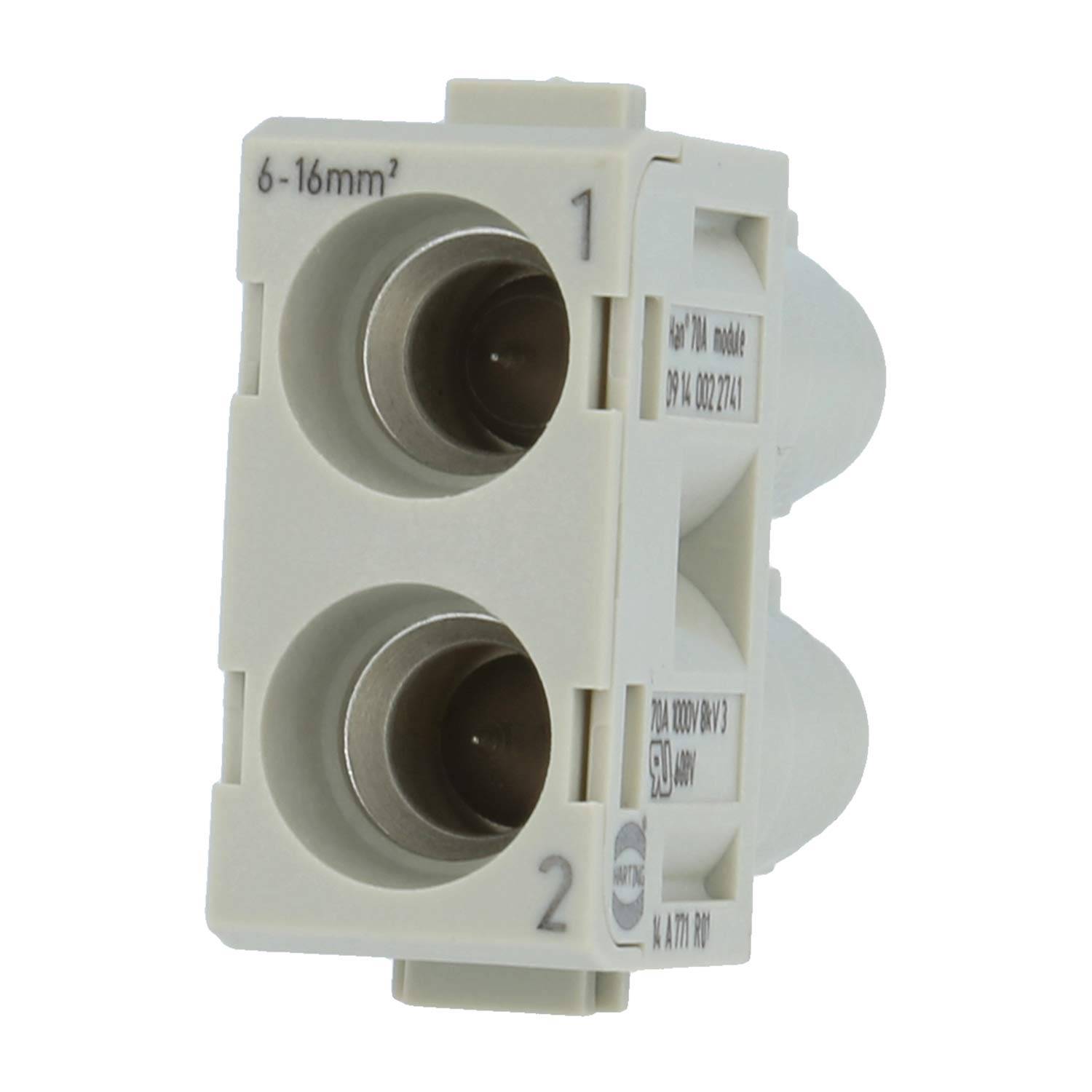 HARTING Han 70 Ampere Modul Buchseneinsatz (F) Axialschraubanschluss, 2-polig 1000V, 70A - 1 Stück