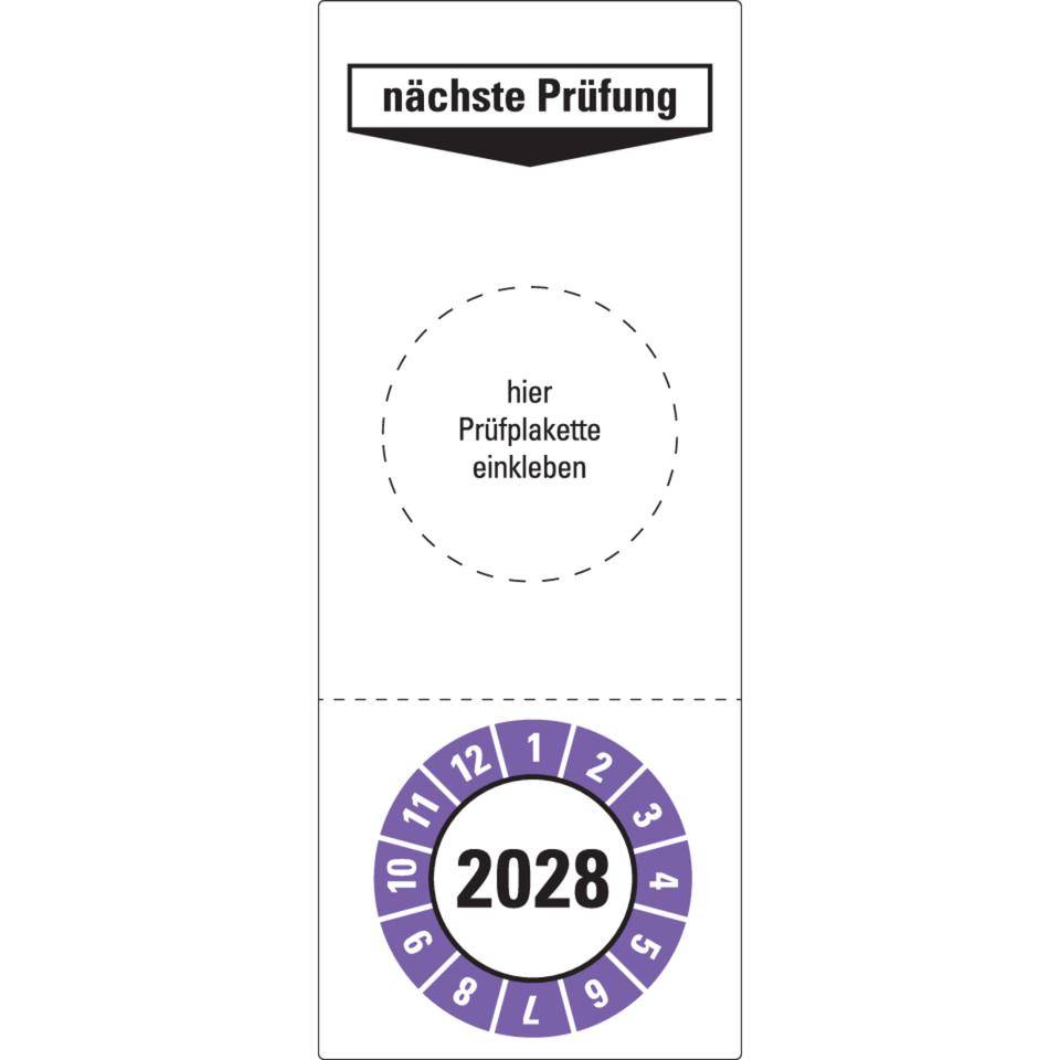 Sammelbogen Grundetikett NP,inkl.Prüfplakette 2028, Ø30mm,Folie,40x100mm