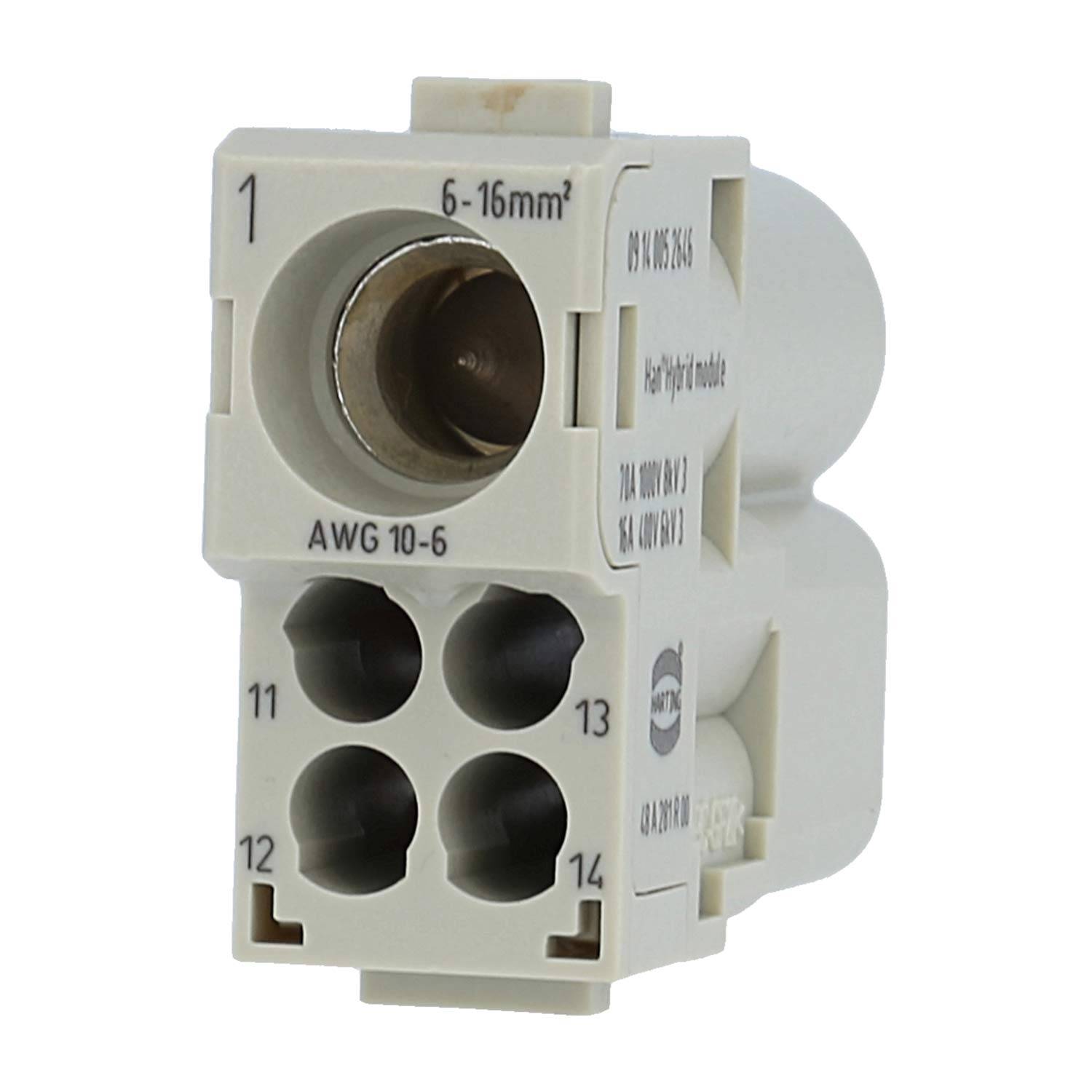 HARTING Han 70 Ampere Hybrid Modul Stifteinsatz (M) Axialschraub- / Crimpanschluss, 5-polig 1/4 1000V - 400V