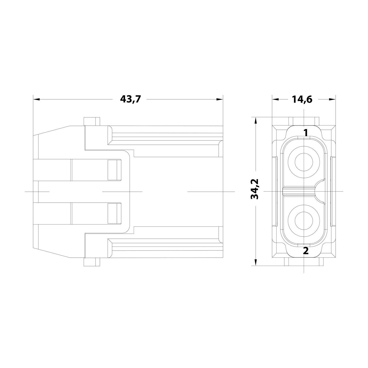 HARTING Han 40 Ampere Modul Stifteinsatz (M) Crimpanschluss, 2-polig 1000V, 40A - 1 Stück