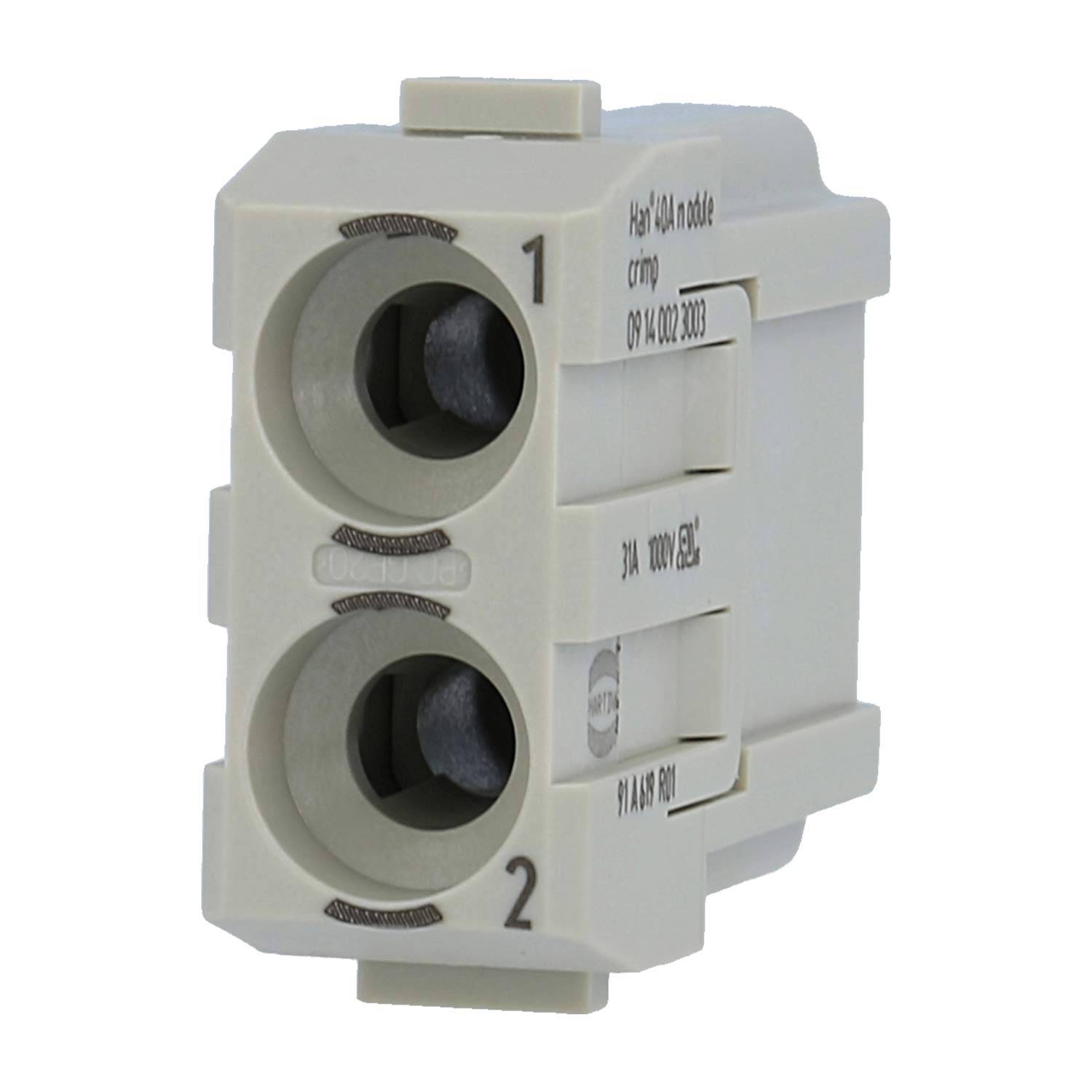 HARTING Han 40 Ampere Modul Stifteinsatz (M) Crimpanschluss, 2-polig 1000V, 40A - 1 Stück