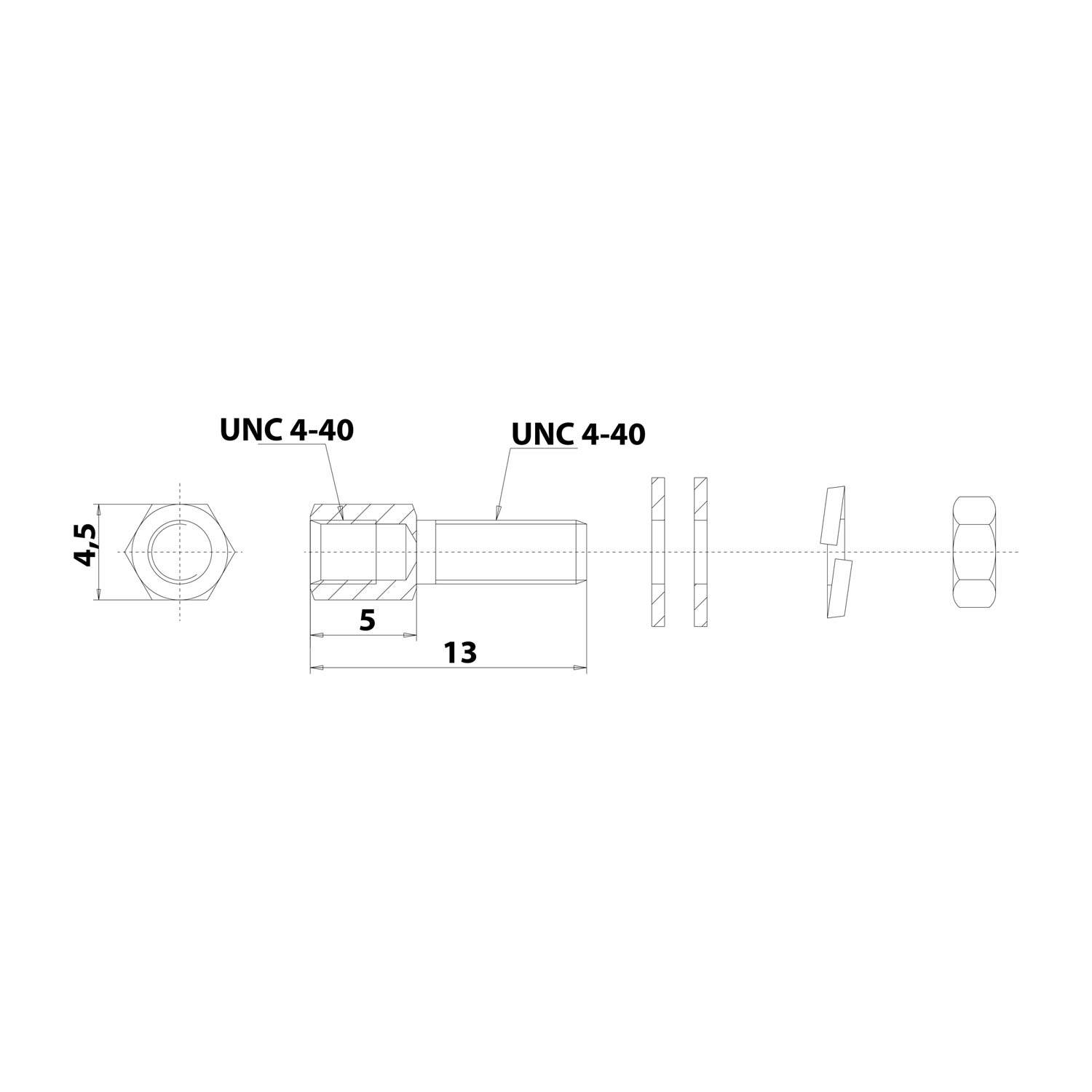 HARTING D-Sub Schraubbolzen-Set mit Mutter und Scheiben passend für Baugröße 9-50 Gewindelänge 8,0mm - 1 Stück