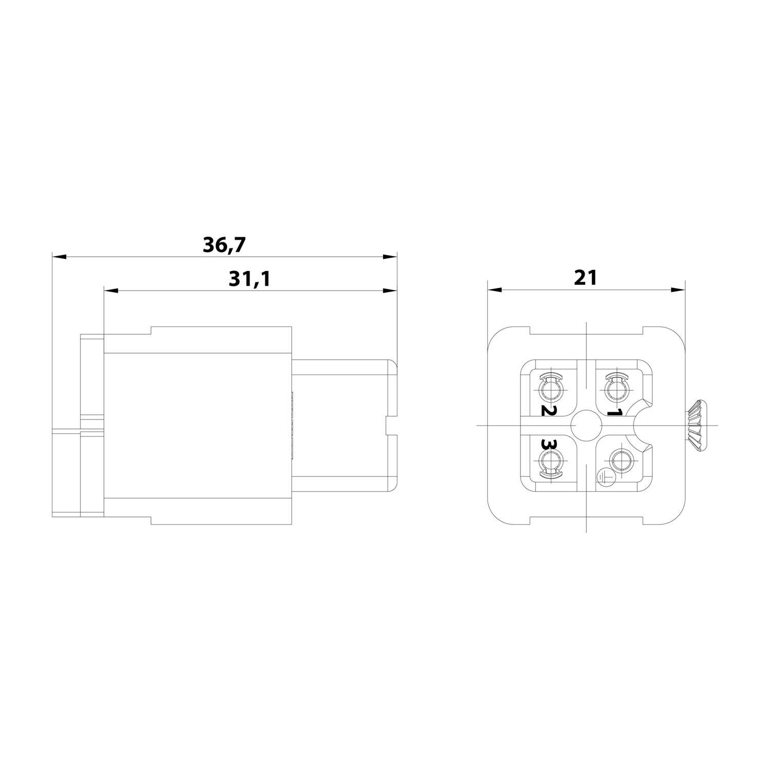 HARTING Han 3A Buchseneinsatz (F) Quick-Lock-Anschluss, 3-polig+PE 230V/400V, 10A - 1 Stück