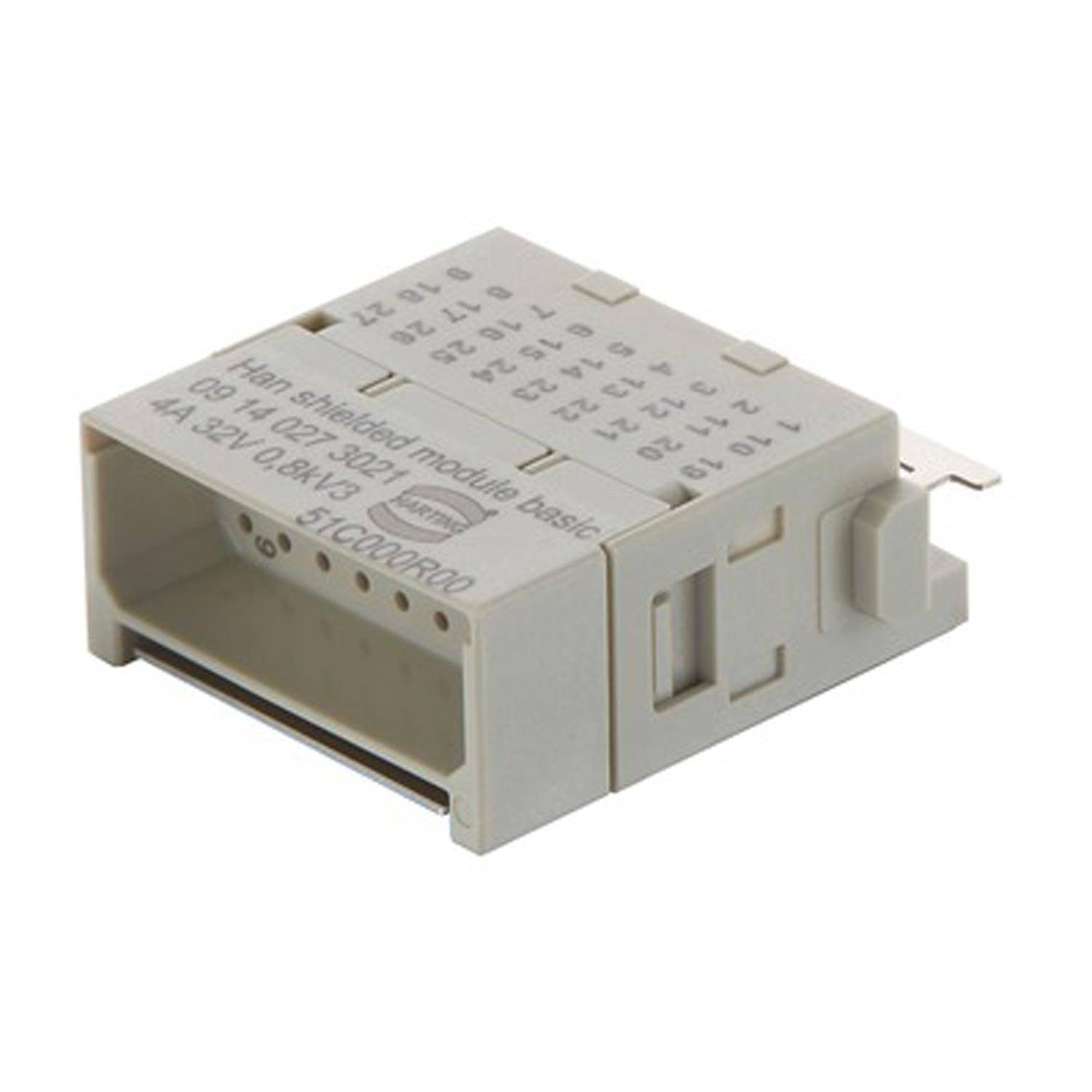 HARTING Han Shielded Modul Basic + Schirm 180 Stifteinsatz (M) Crimpanschluss, 27-polig+Schirmung 32V, 4A - 1 Stück