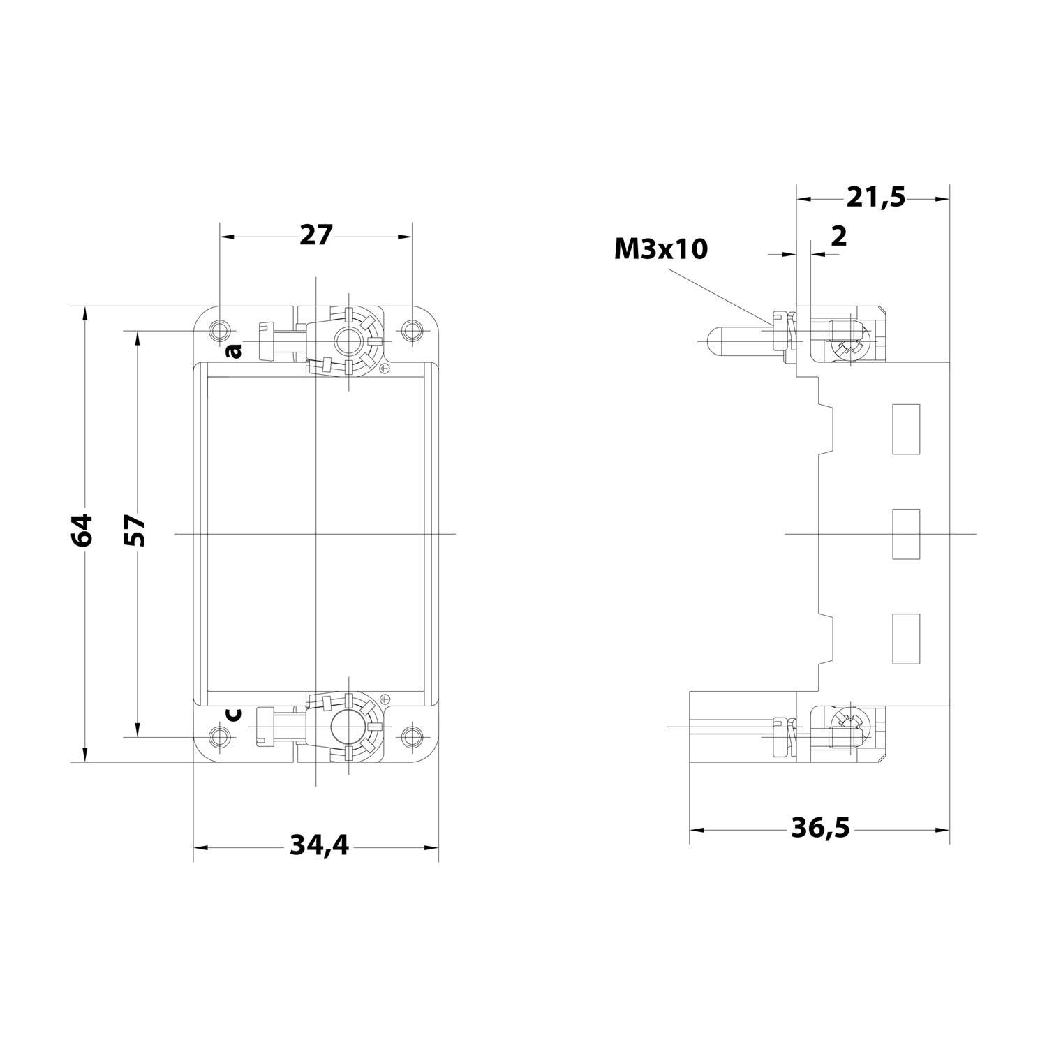 HARTING Han Gelenkrahmen (F), Baugröße 10B Buchse, für 3 Module Querschnitt PE 1mm² - 2,5mm² / 4mm² - 10mm²