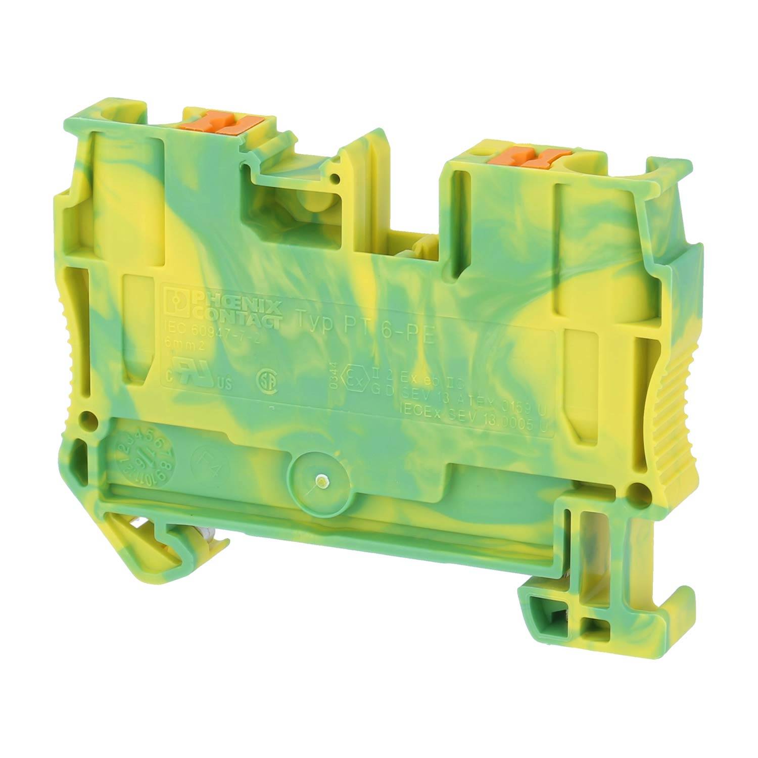 Phoenix Contact Schutzleiter-Reihenklemme PT 6 PE Push-In-Anschluss Querschnitt starr 0,5mm² - 10mm² AWG20 - AWG8 - 1