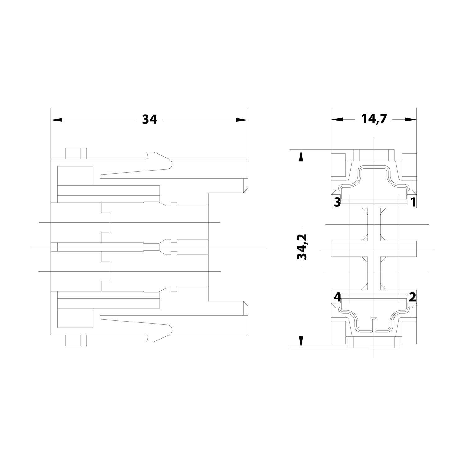 HARTING Han SC Modul Stifteinsatz (M) 4-polig Steckzyklen >=500 - 1 Stück