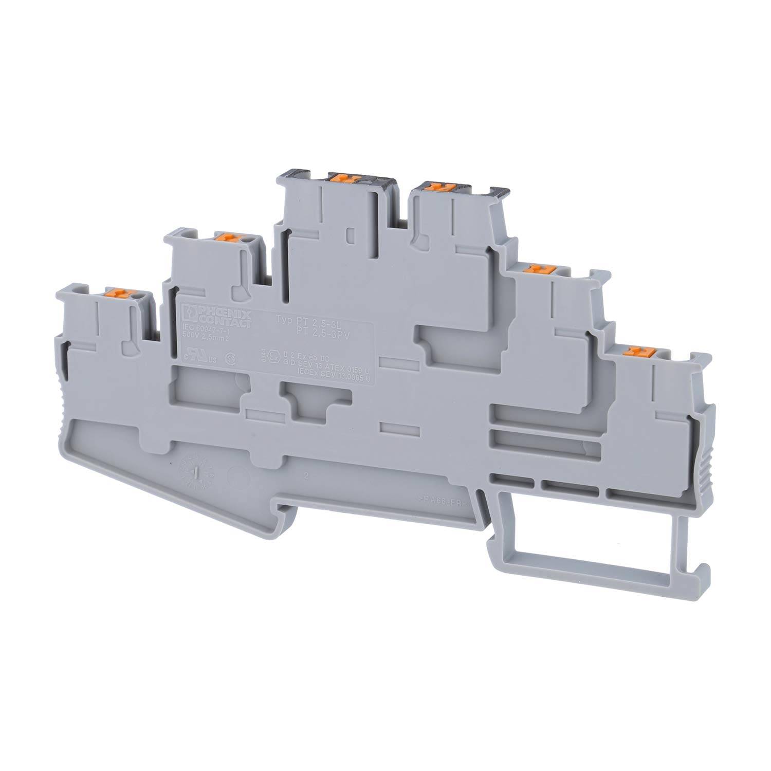 Phoenix Contact Mehrstockklemme PT 2,5-3PV mit Potenzialverbinder, Push-In-Anschluss Nennspannung 500V Kurzzeitstrom