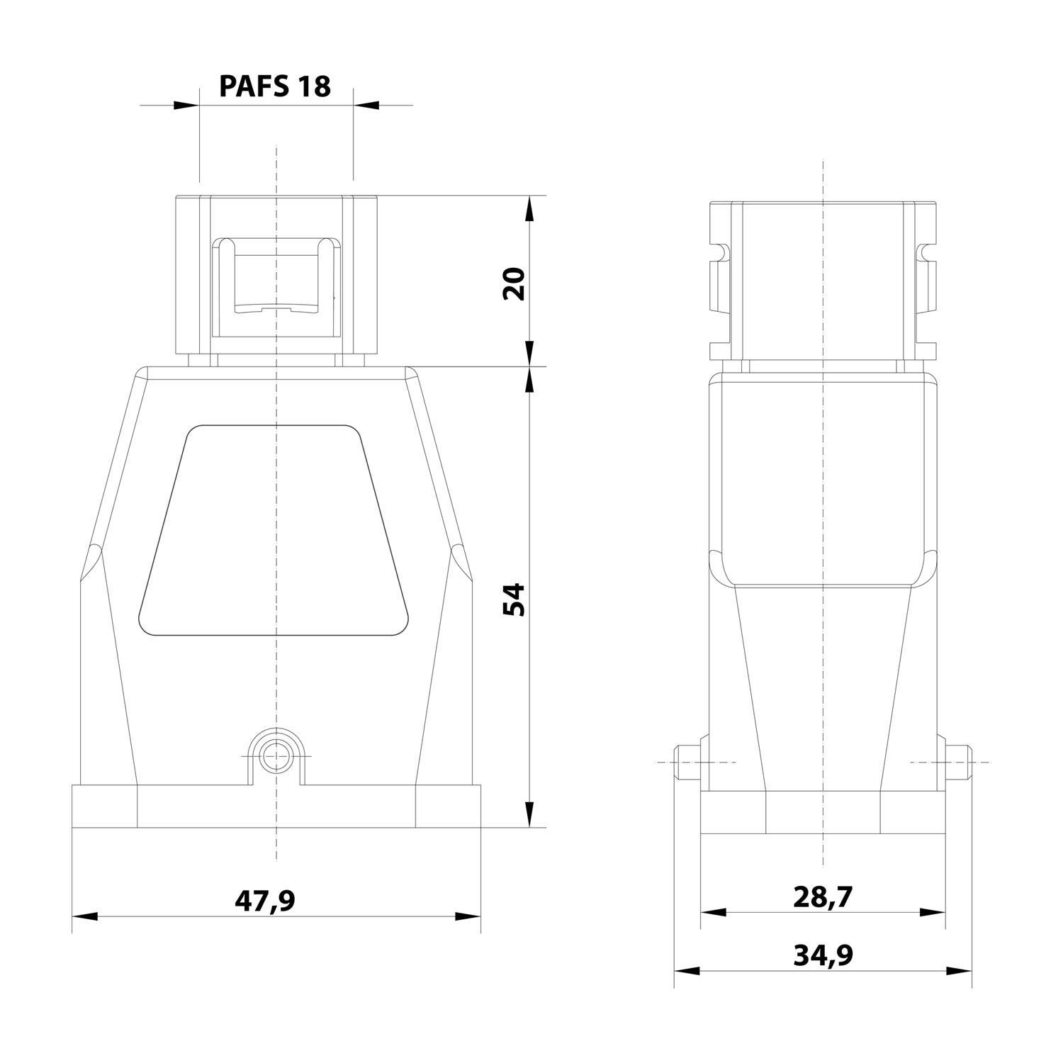 HARTING Han Q Tüllengehäuse für Wellschlauch 18,0mm, 1 gerader Kabelabgang, für 1 Bügel (am Unterteil) - 1 Stück