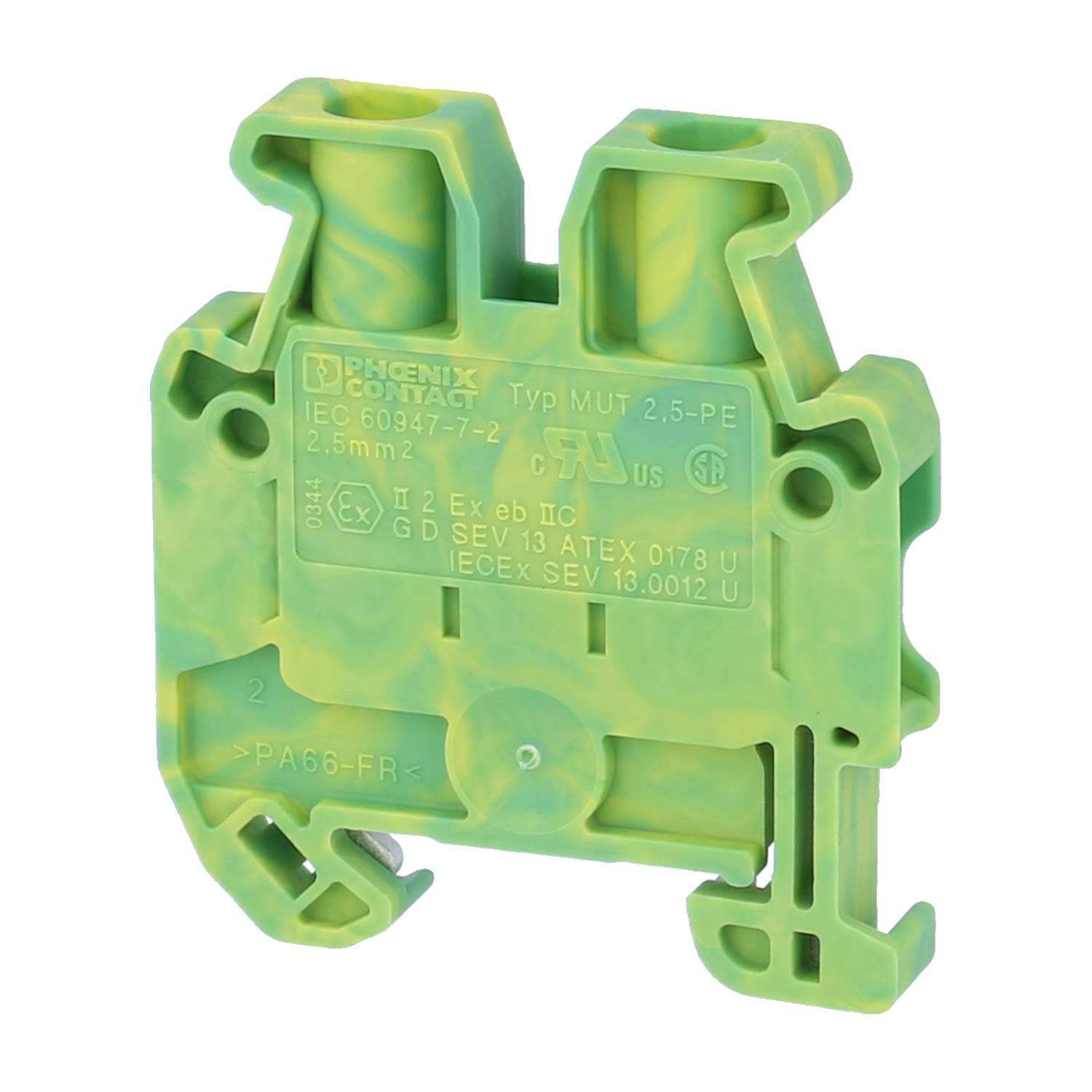 Phoenix Contact Mini-Schutzleiterklemme MUT 2,5 PE Schraubanschluss Querschnitt starr 0,2mm² - 4mm² AWG24 - AWG12 - 1