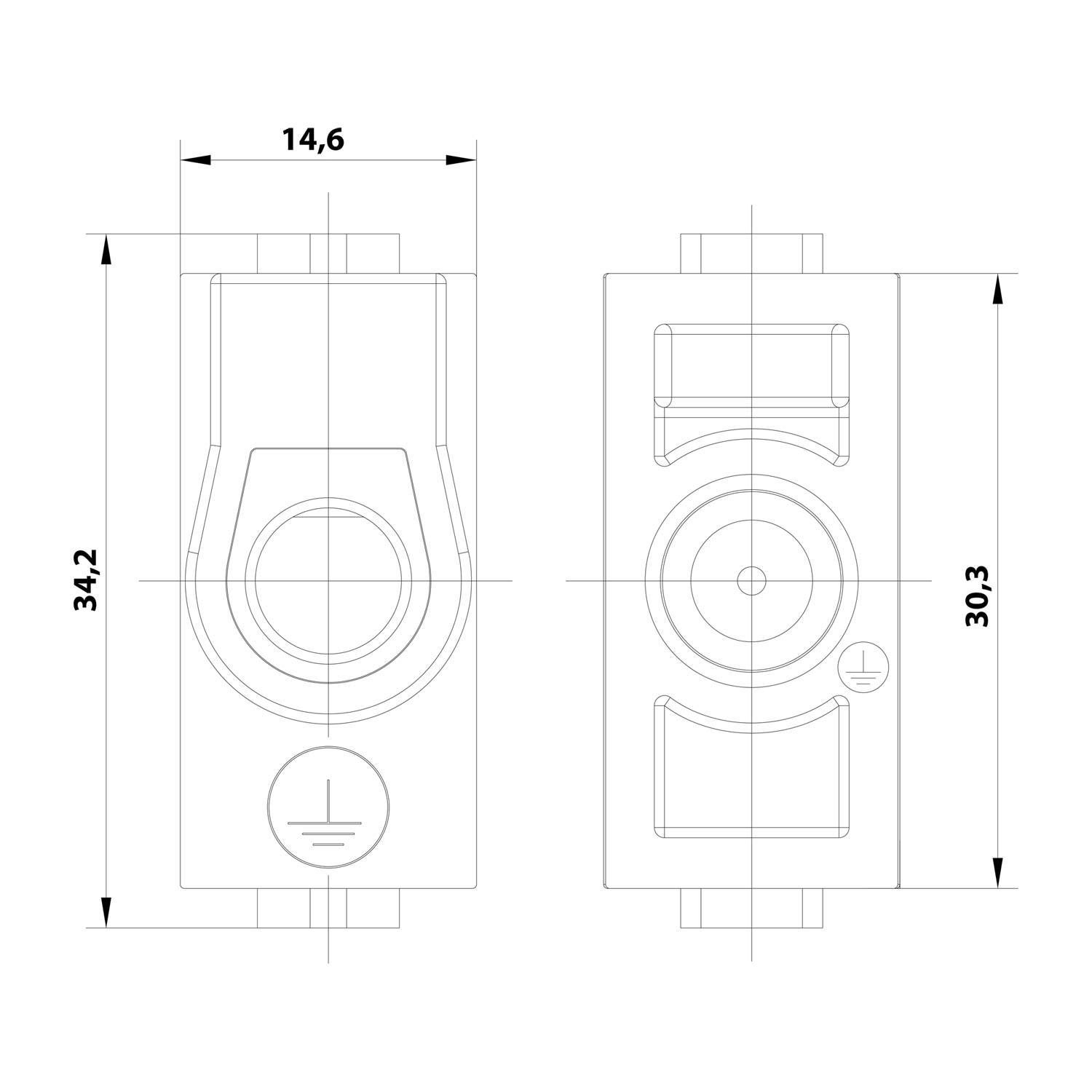HARTING Han PE-Modul Stifteinsatz (M) Schraubanschluss, 1-polig Querschnitt 1,5mm² - 16mm² - 1 Stück
