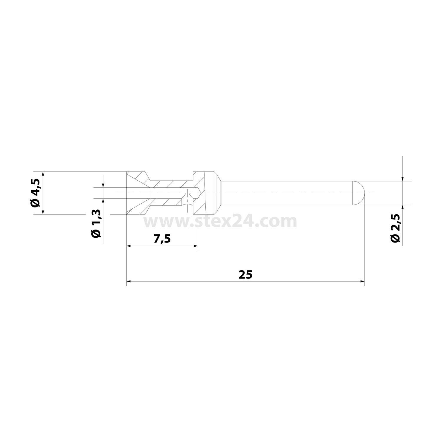 HARTING E-High Temp Crimpkontakt Kontaktstift (M) 0,75mm² AWG18 silber, 1 Stück Werkstoff Kupferlegierung - 1 Stück