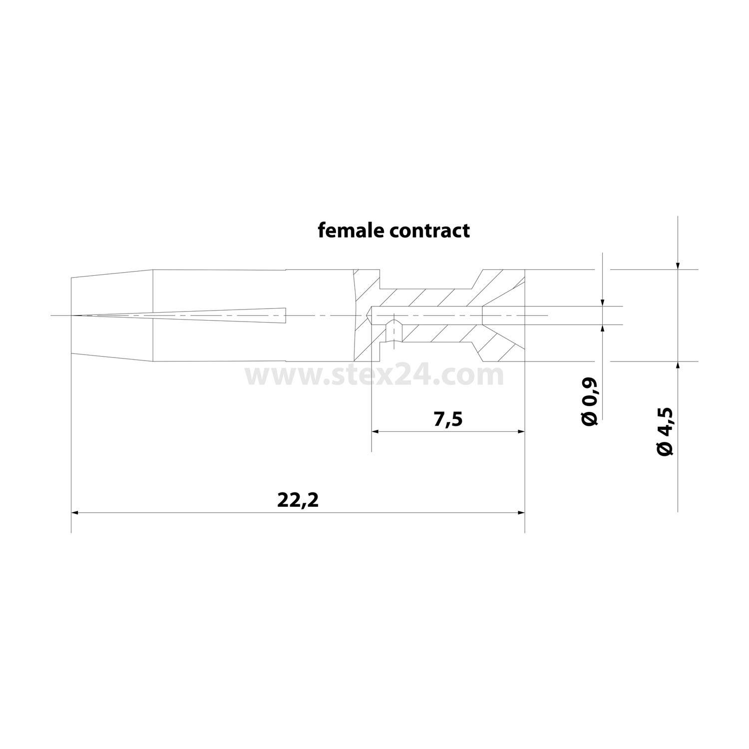 HARTING E-Crimpkontakt Kontaktbuchse (F) 0,14mm² - 0,37mm² AWG26 - AWG22 gold, 1 Stück Werkstoff Eisen - 1 Stück