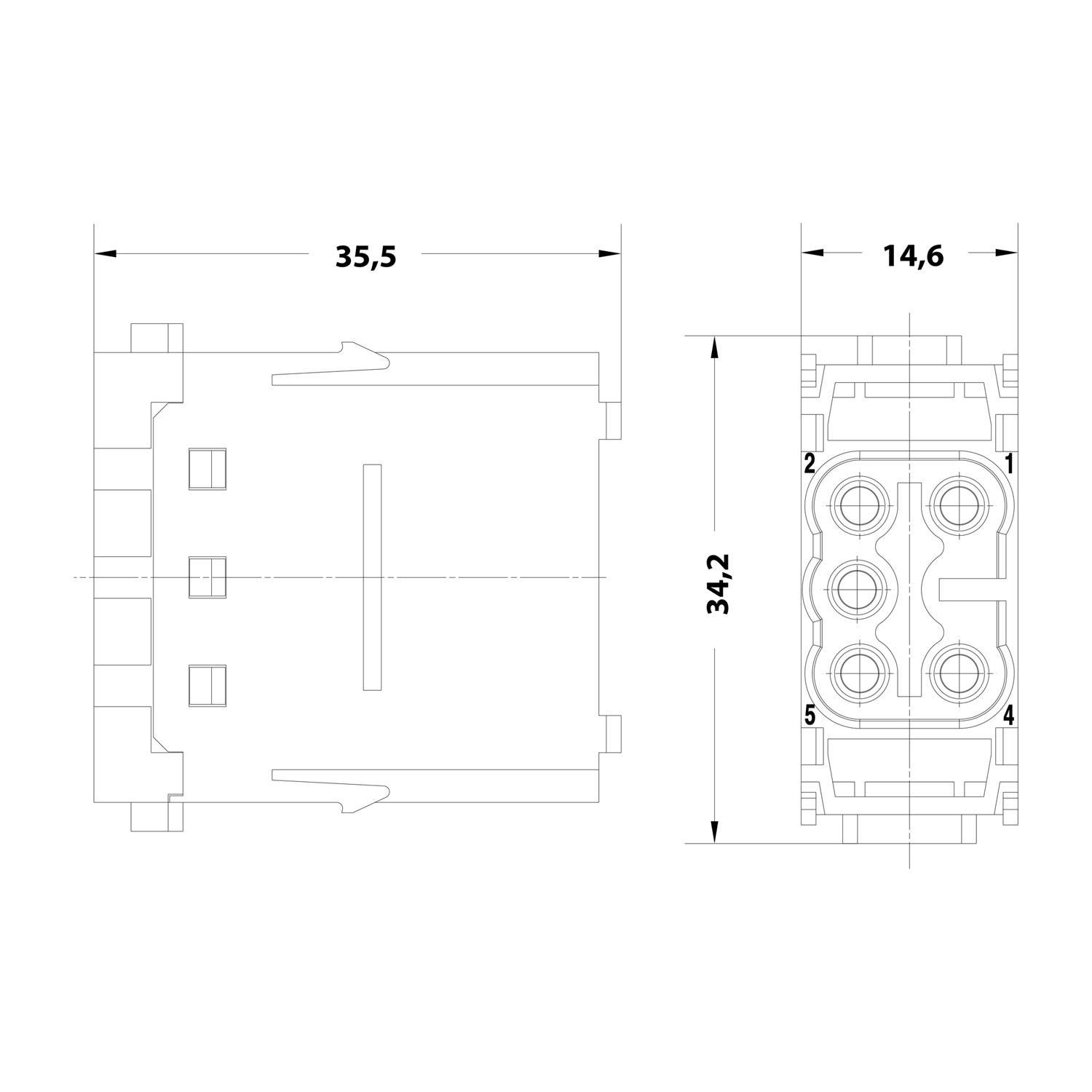 HARTING Han ES Modul Stifteinsatz (M) Käfigzugfederanschluss, 5-polig 400V, 16A - 1 Stück