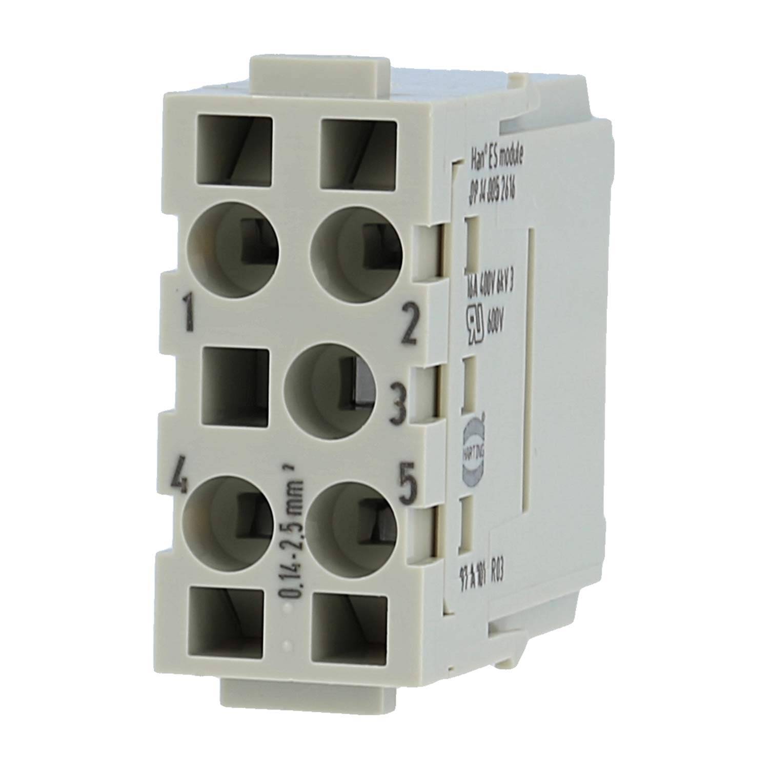 HARTING Han ES Modul Stifteinsatz (M) Käfigzugfederanschluss, 5-polig 400V, 16A - 1 Stück