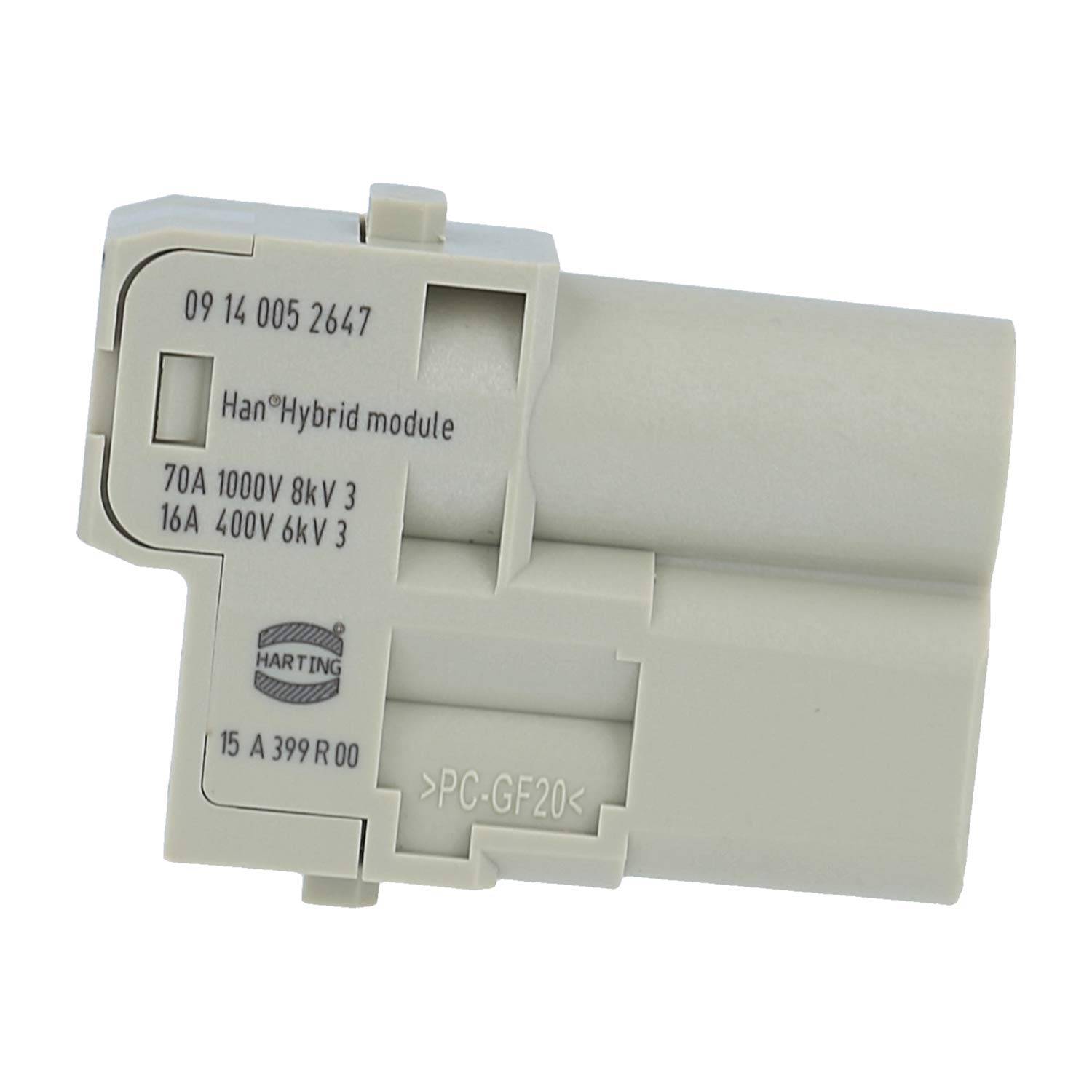 HARTING Han 70 Ampere Hybrid Modul Stifteinsatz (M) Axialschraub- / Crimpanschluss, 5-polig 1/4 1000V - 400V