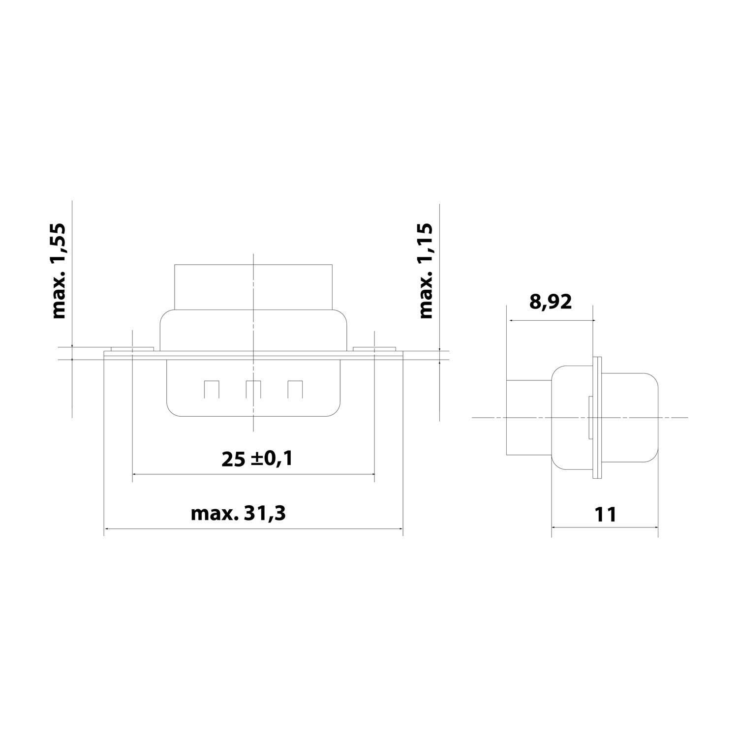 HARTING D-Sub Stifteinsatz (M) High Density (HD) passend für D-Sub Gehäuse Baugröße 9 und D-Sub Modul 15-polig