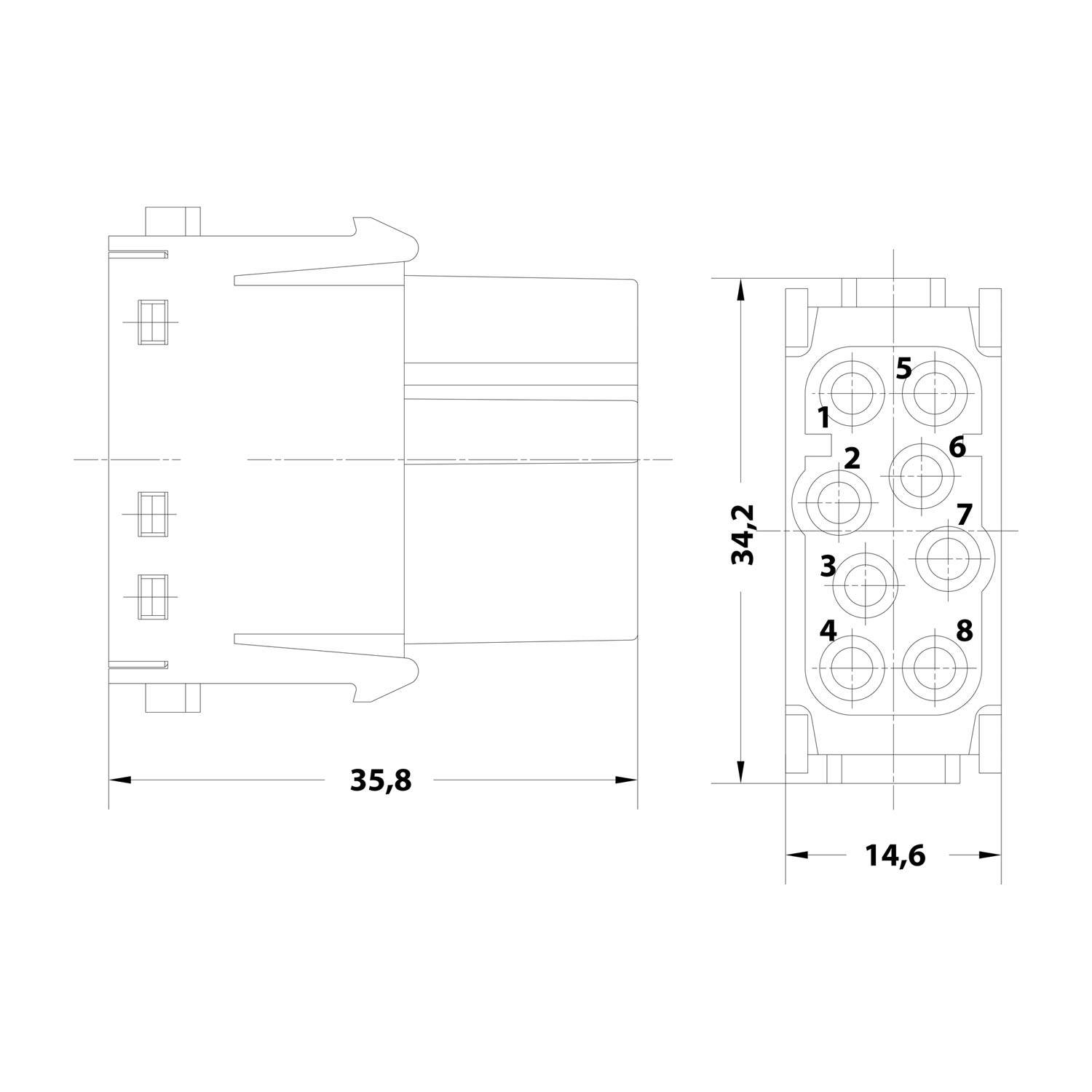 HARTING Han EE Modul Buchseneinsatz (F) Crimpanschluss, 8-polig 400V, 16A - 1 Stück