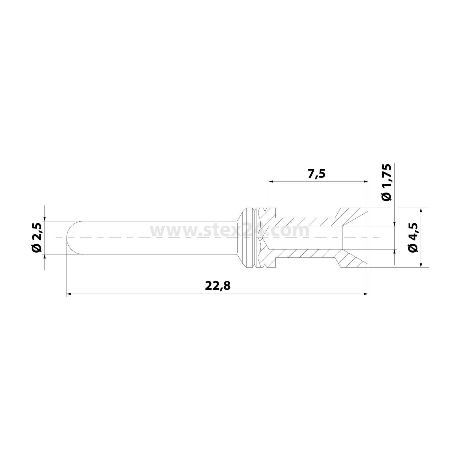 HARTING E-Crimp-Schaltkontakt Kontaktstift (M) 1,5mm² AWG16 silber, 1 Stück Werkstoff Kupferlegierung - 1 Stück