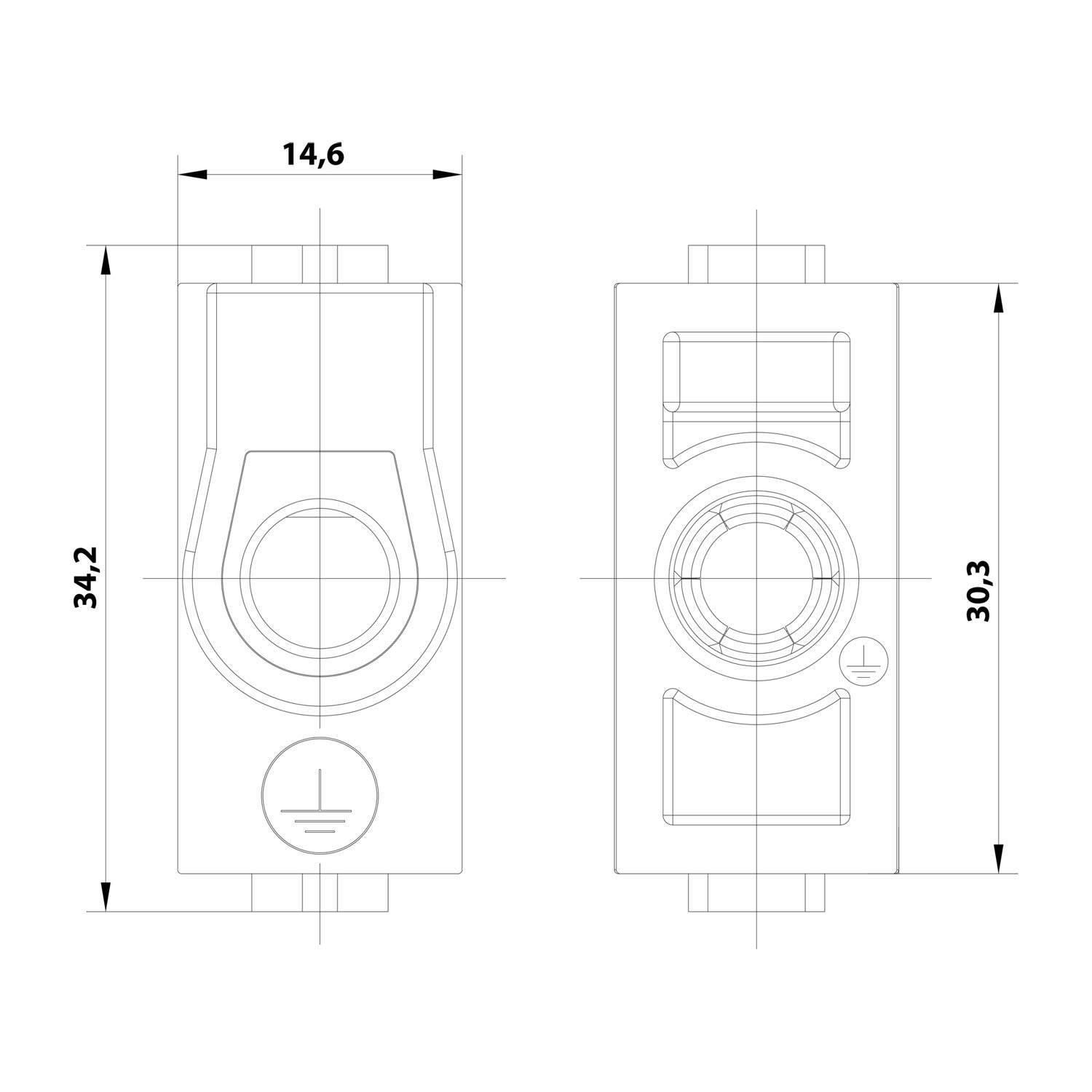 HARTING Han PE-Modul Buchseneinsatz (F) Schraubanschluss, 1-polig Querschnitt 1,5mm² - 16mm² - 1 Stück