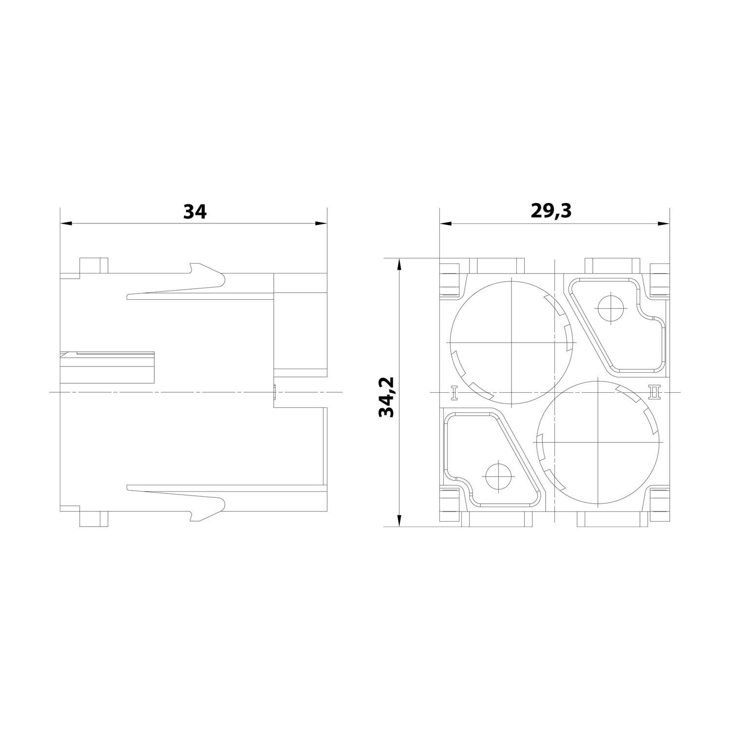 HARTING Han Halterung für zwei Han Quintax (OLD) Stifteinsatz (M) Steckzyklen >=500 Temperaturbereich -40°C bis 85°C -