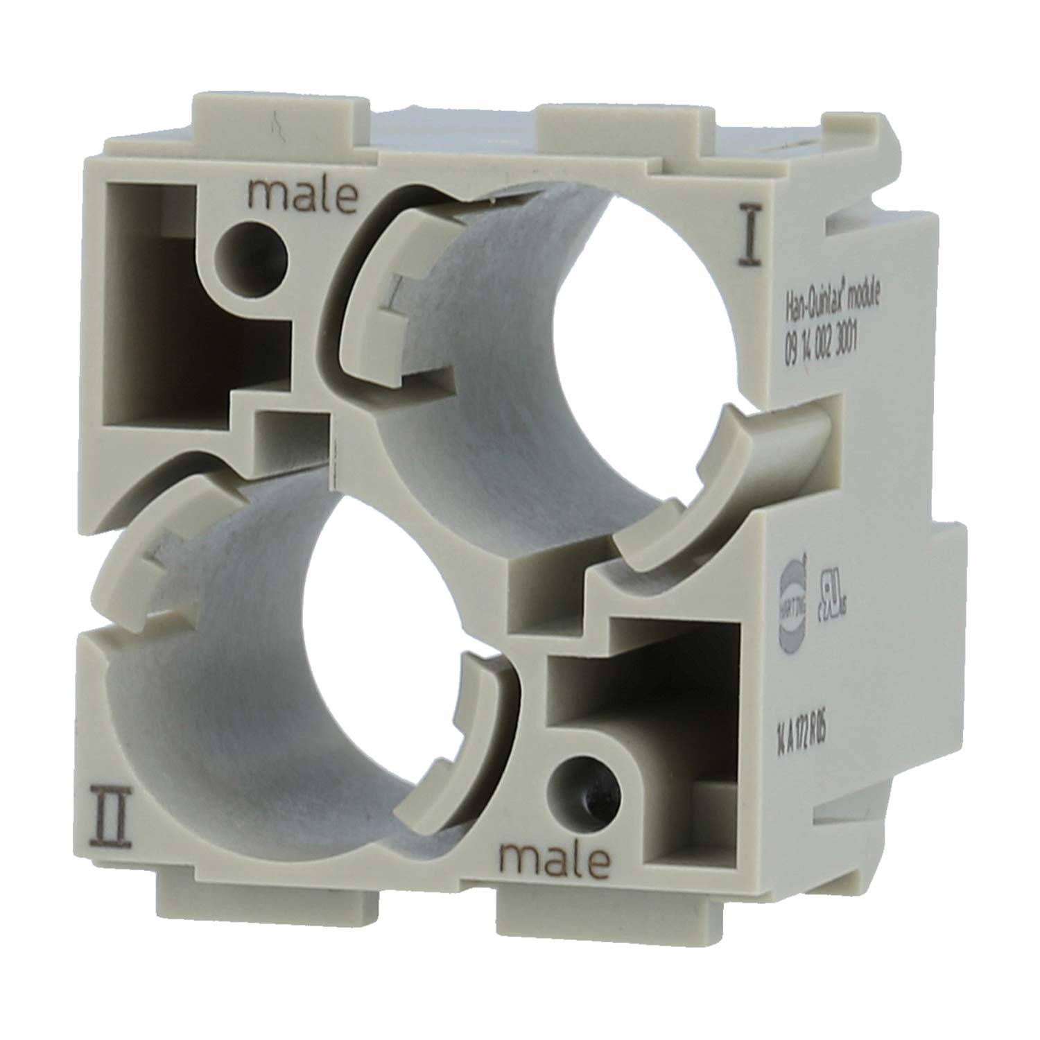 HARTING Han Halterung für zwei Han Quintax (OLD) Stifteinsatz (M) Steckzyklen >=500 Temperaturbereich -40°C bis 85°C -