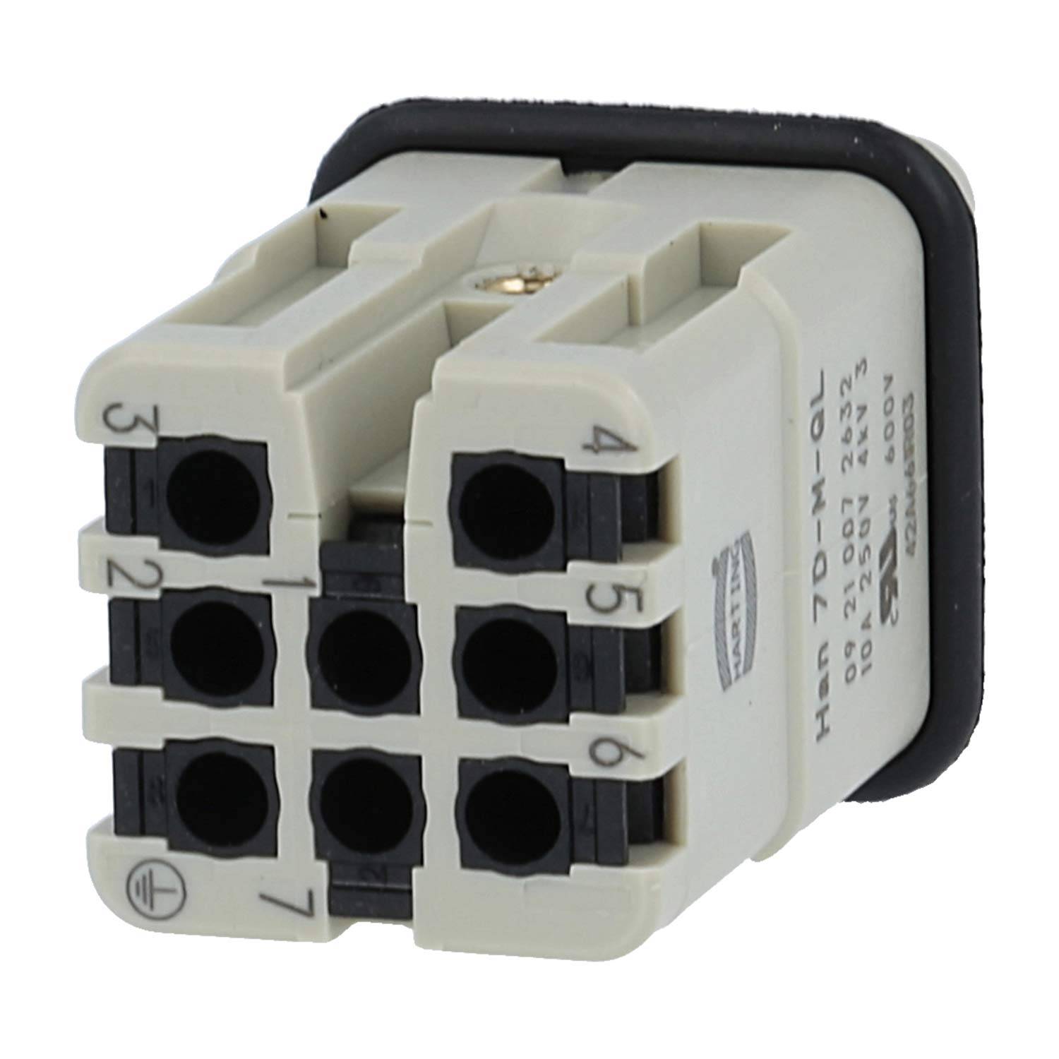 HARTING Han 7D Stifteinsatz (M) Quick-Lock-Anschluss, 7-polig+PE 250V, 10A - 1 Stück