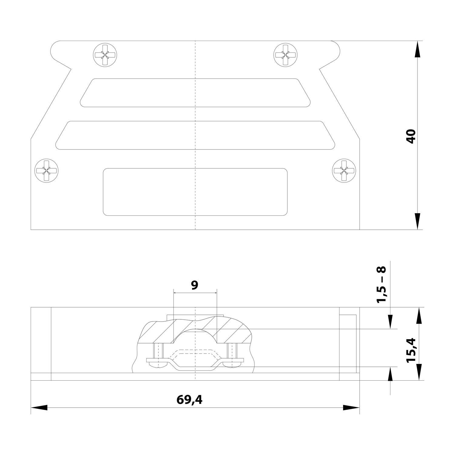 HARTING D-Sub Kunststoffgehäuse metallisiert passend für D-Sub Einsatz 37-polig gerade und seitlich, Klemmbereich 1,5mm