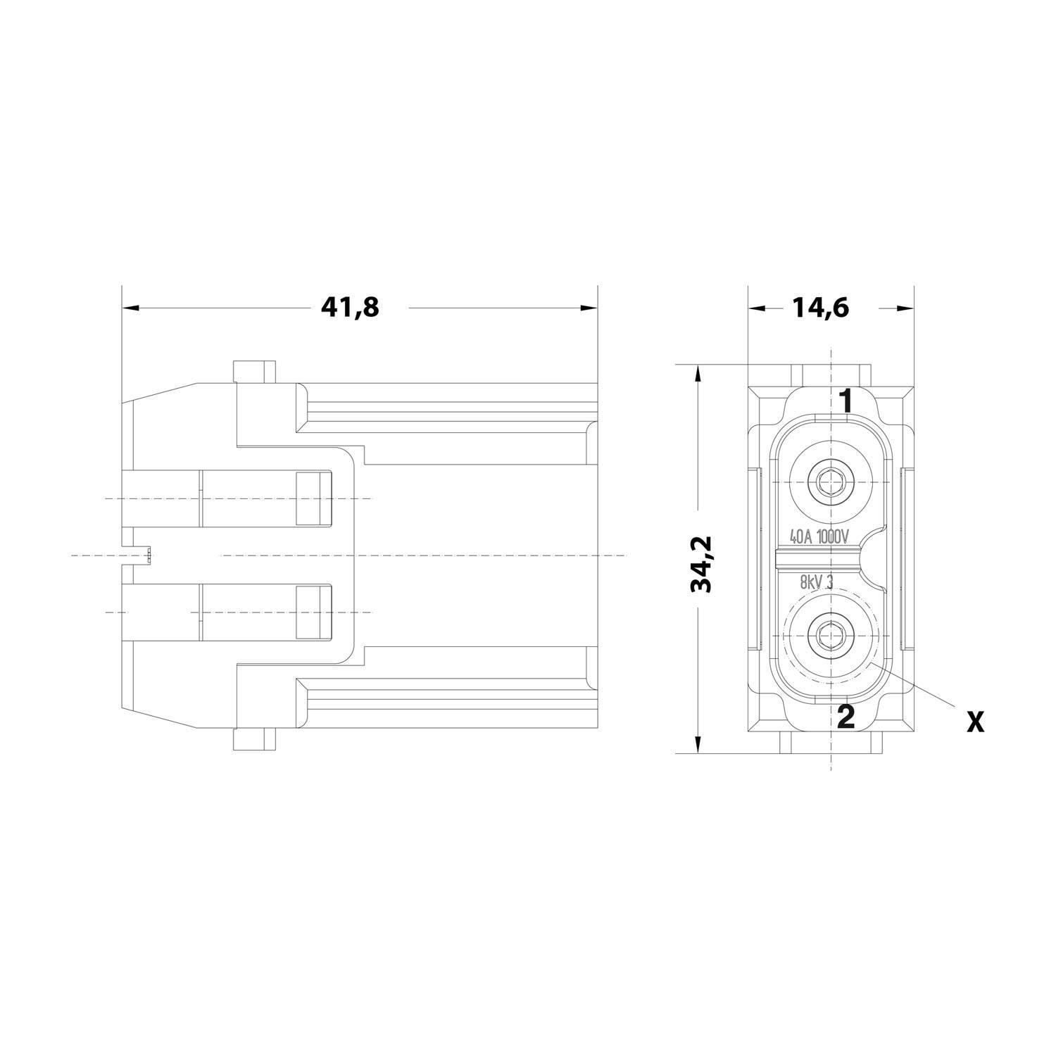 HARTING Han 40 Ampere Modul Stifteinsatz (M) Axialschraubanschluss, 2-polig 1000V, 40A - 1 Stück