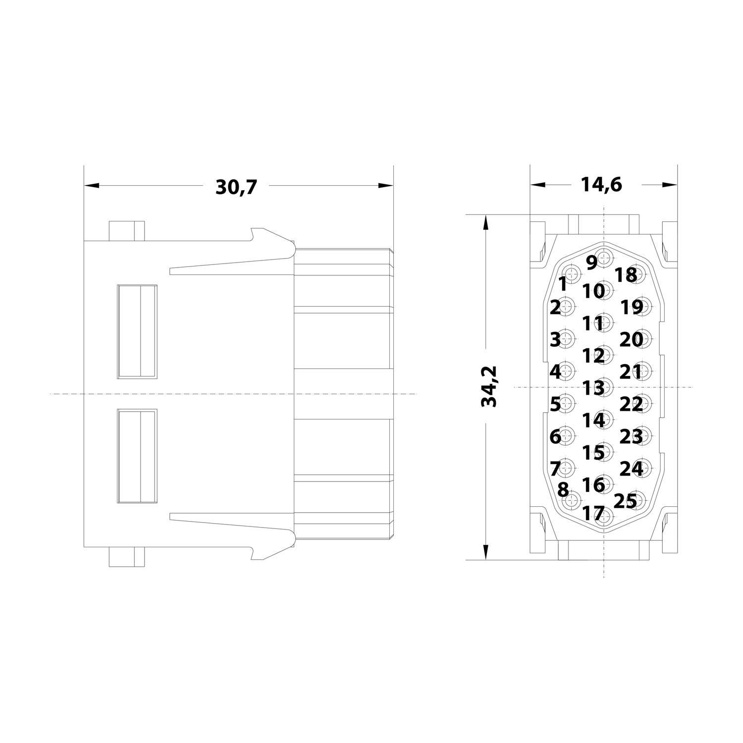 HARTING Han HD Modul Buchseneinsatz (F) Crimpanschluss, 25-polig 50V, 4A - 1 Stück