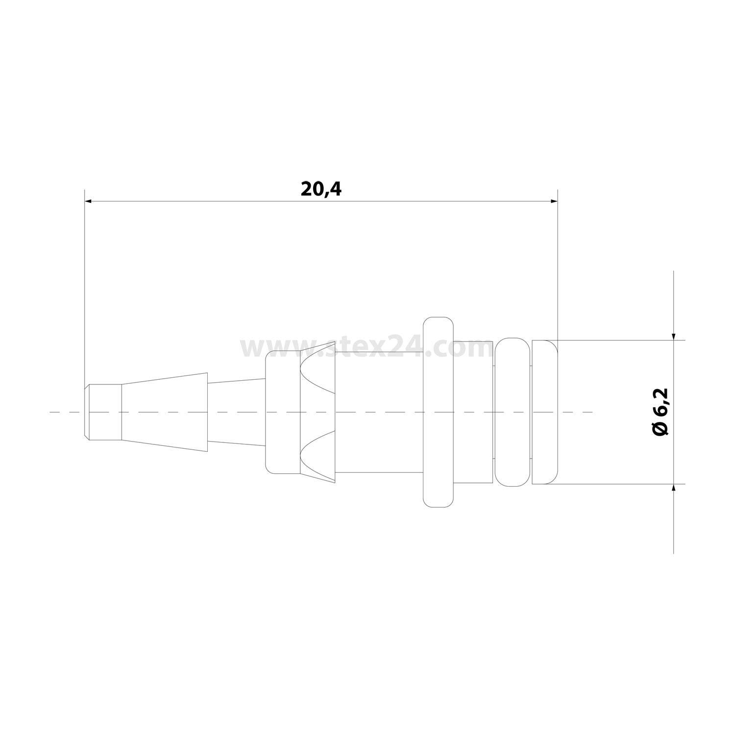 HARTING Pneumatik-Kontakt ohne Absperrventil Kontaktstift (M) Schlauch-Innendurchmesser 3,0mm schwarz, 1 Stück