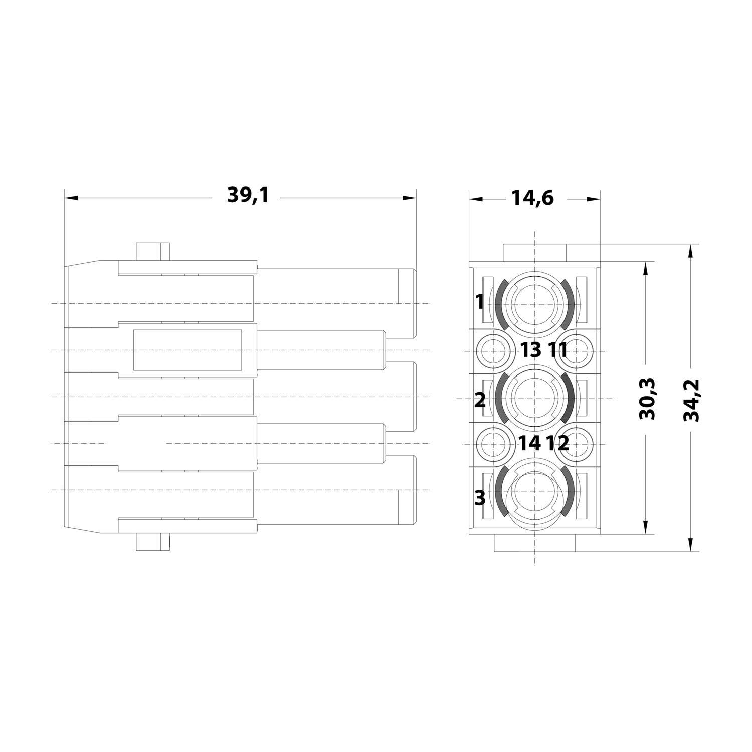 HARTING Han CD Modul Buchseneinsatz (F) Crimpanschluss, 7-polig 3/4 830V - 830V Steuerkontakt, 40A/10A - 1 Stück