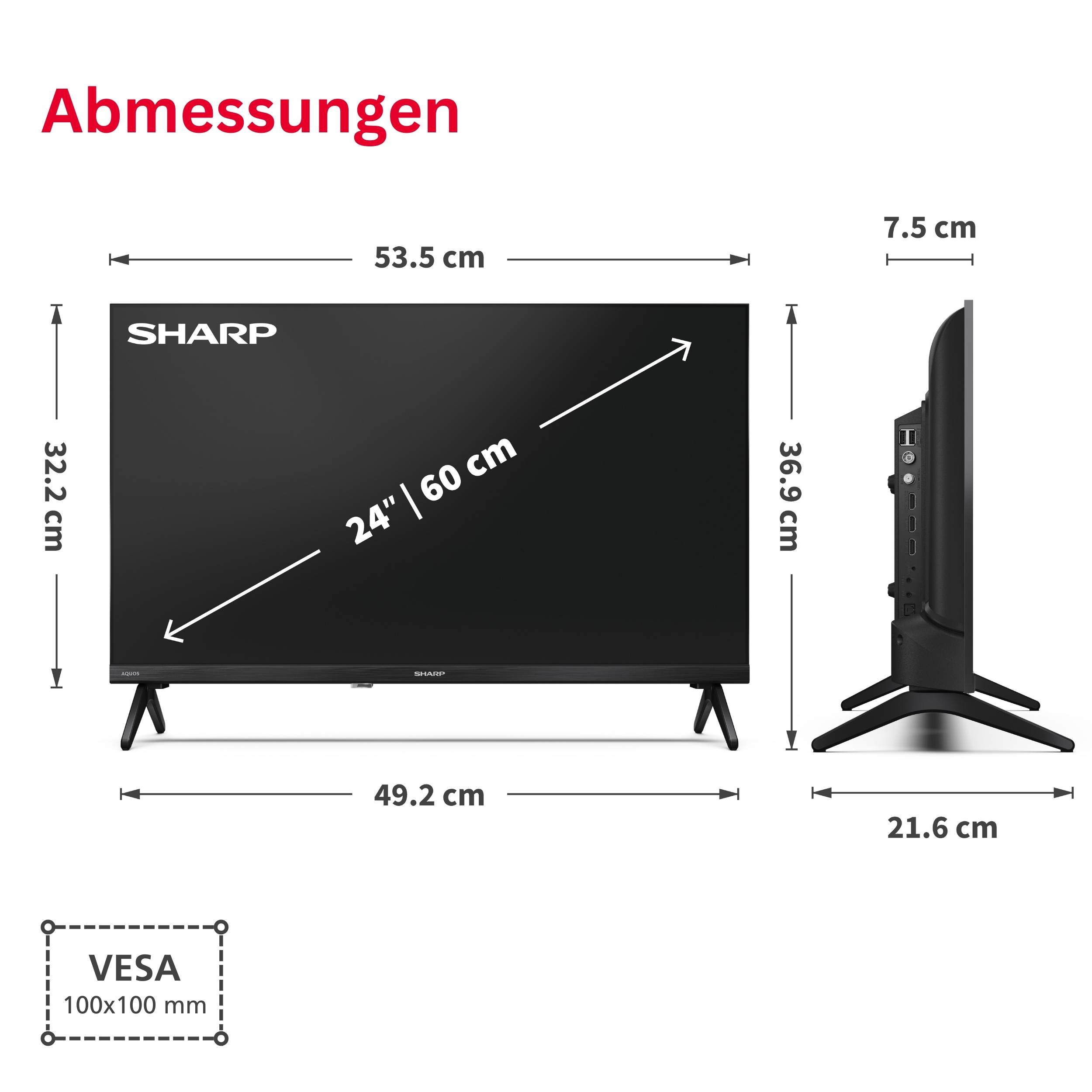 Sharp Fernseher 24 Zoll Smart TV powered by TiVo - HDR Fernseher mit HD Auflösung, 24HE2745E (2026)