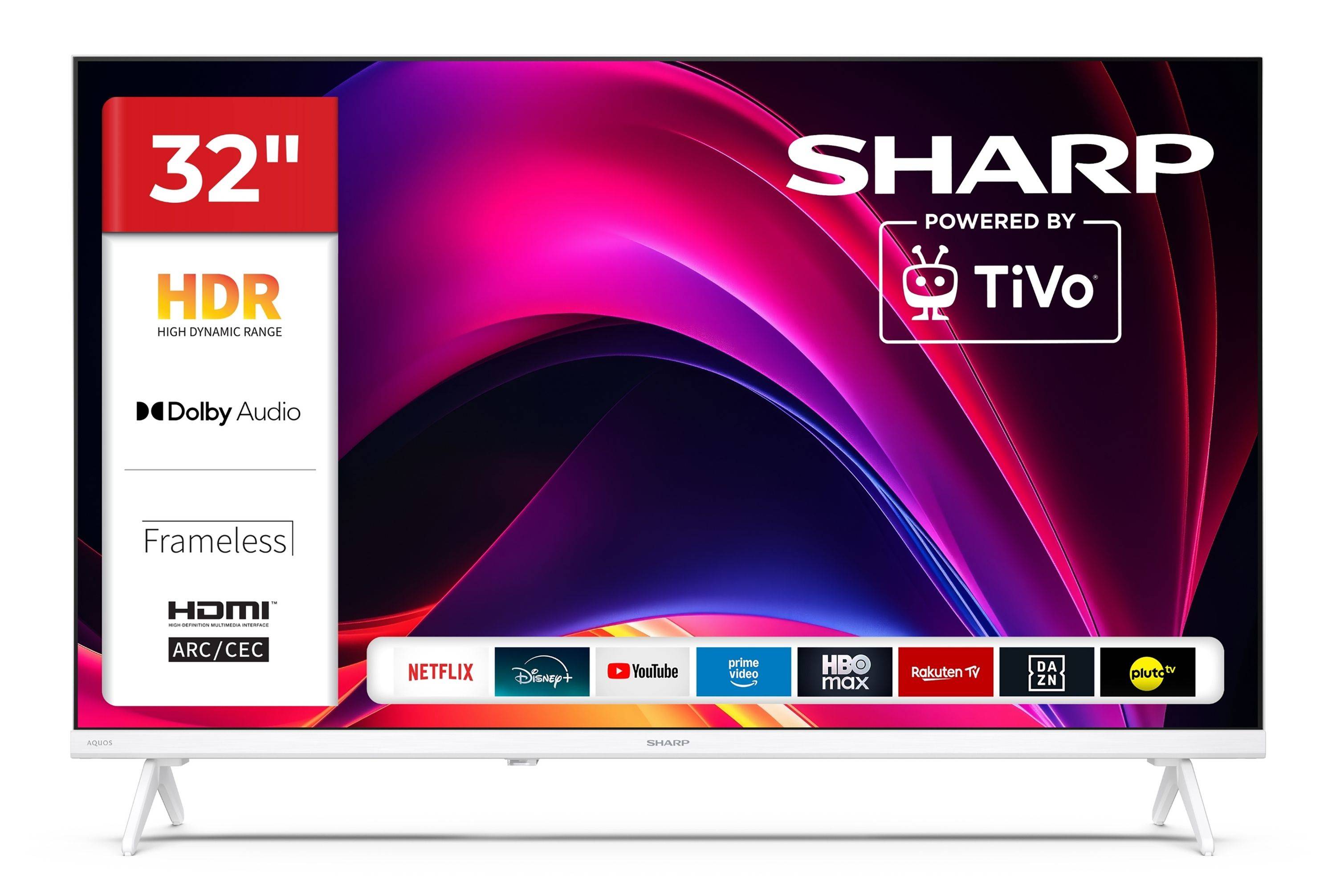 Sharp Fernseher 32 Zoll Smart TV powered by TiVo - HDR Fernseher mit HD Auflösung, 32HE2745EW (2026)