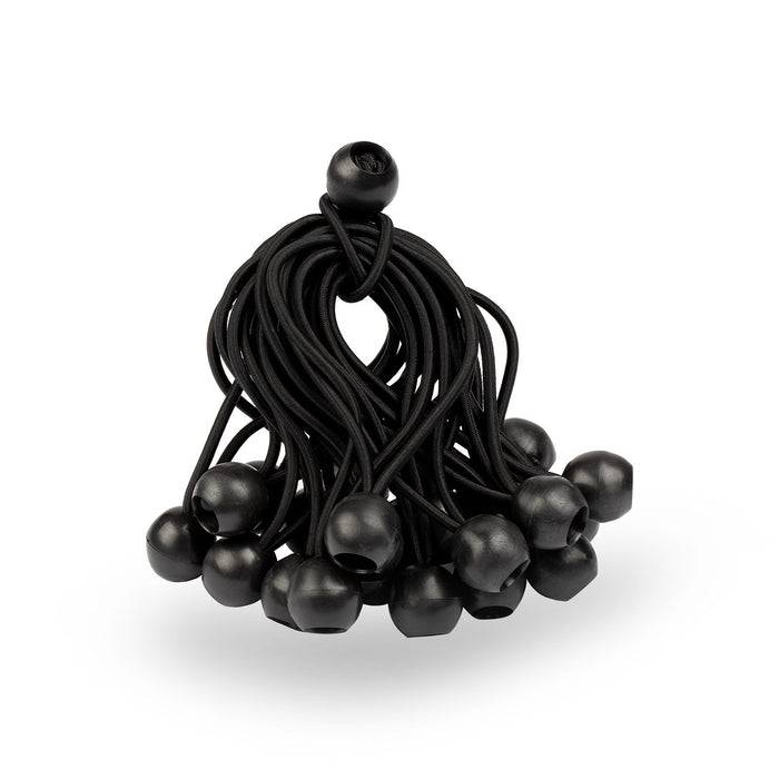 FLOORDIREKT Spanngummis - Multifunktionale Planenspanner mit Kugel - 20er Set - 13 cm - Schwarz