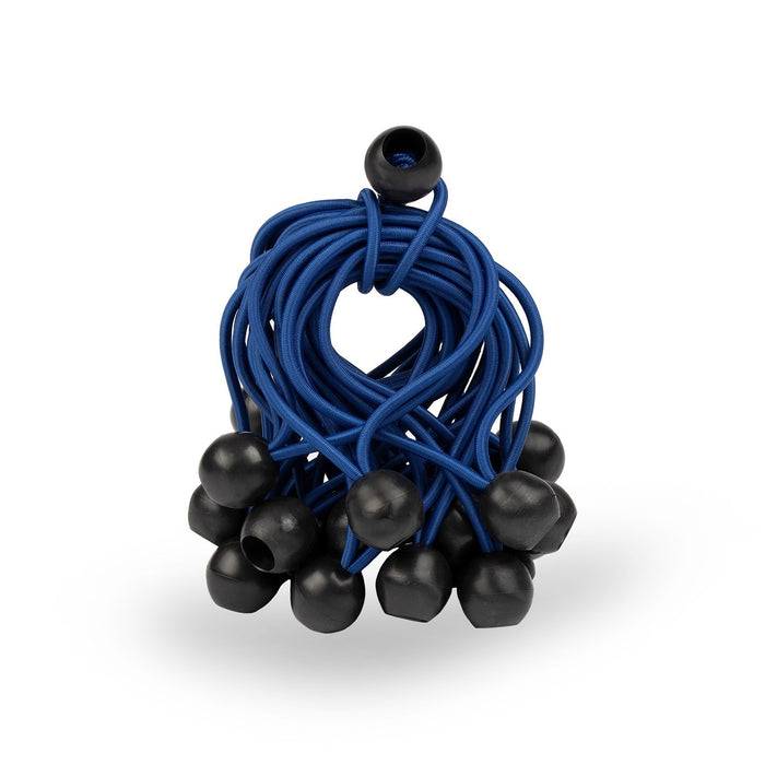 FLOORDIREKT Spanngummis - Multifunktionale Planenspanner mit Kugel - 20er Set - 18 cm - Blau