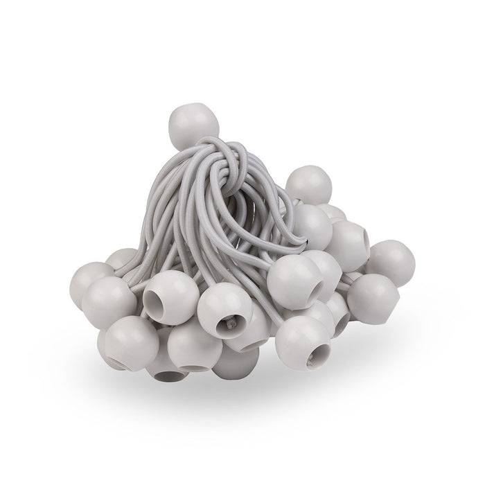 FLOORDIREKT Spanngummis - Multifunktionale Planenspanner mit Kugel - 20er Set - 18 cm - Weiß