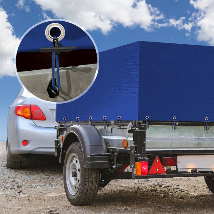 FLOORDIREKT Spanngummis - Multifunktionale Planenspanner mit Haken - 20er Set - 30 cm - Blau