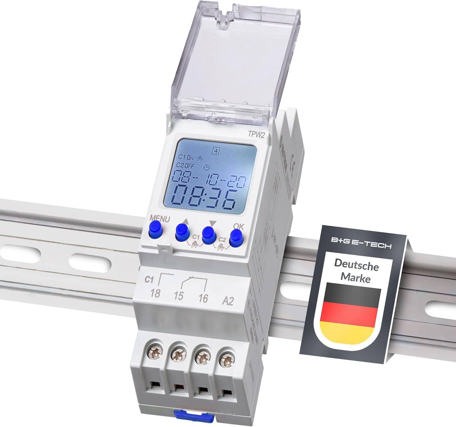 B+G E-Tech RD-TPW2 - Zeitschaltuhr 2 Kanal Hutschiene digital AC/DC 24-264 Volt