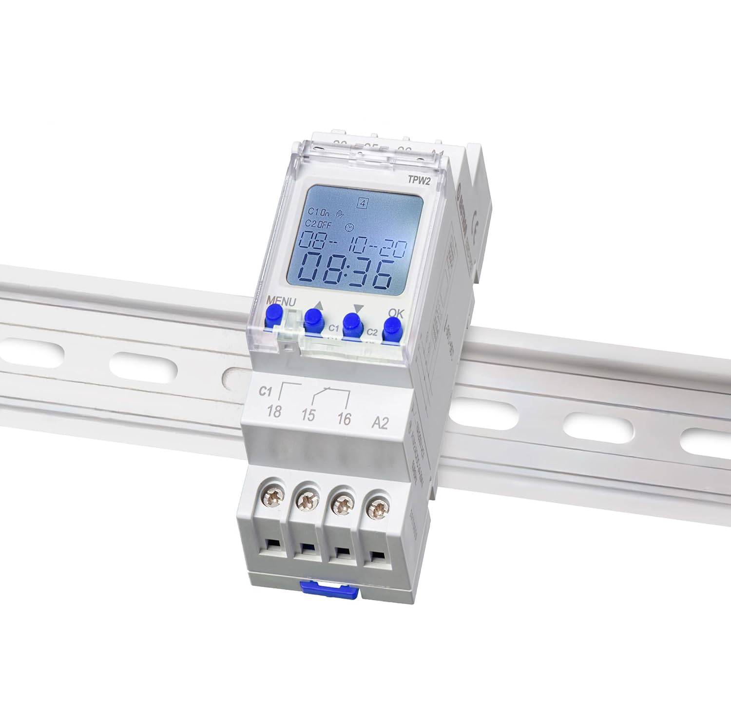 B+G E-Tech RD-TPW2 - Zeitschaltuhr 2 Kanal Hutschiene digital AC/DC 24-264 Volt